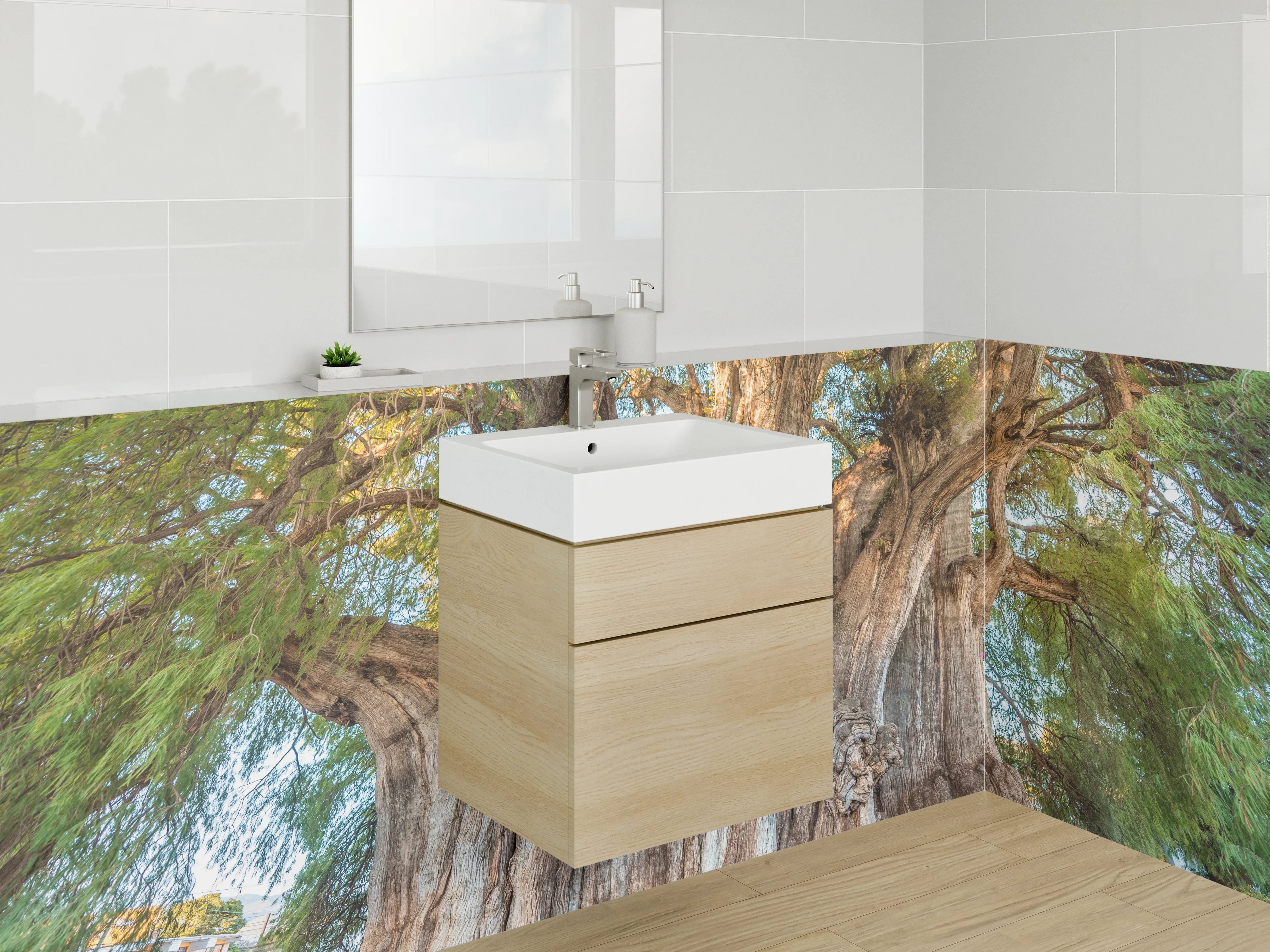 Waschbecken-Rückwand - Majestätischer Baum – Natur Motiv
