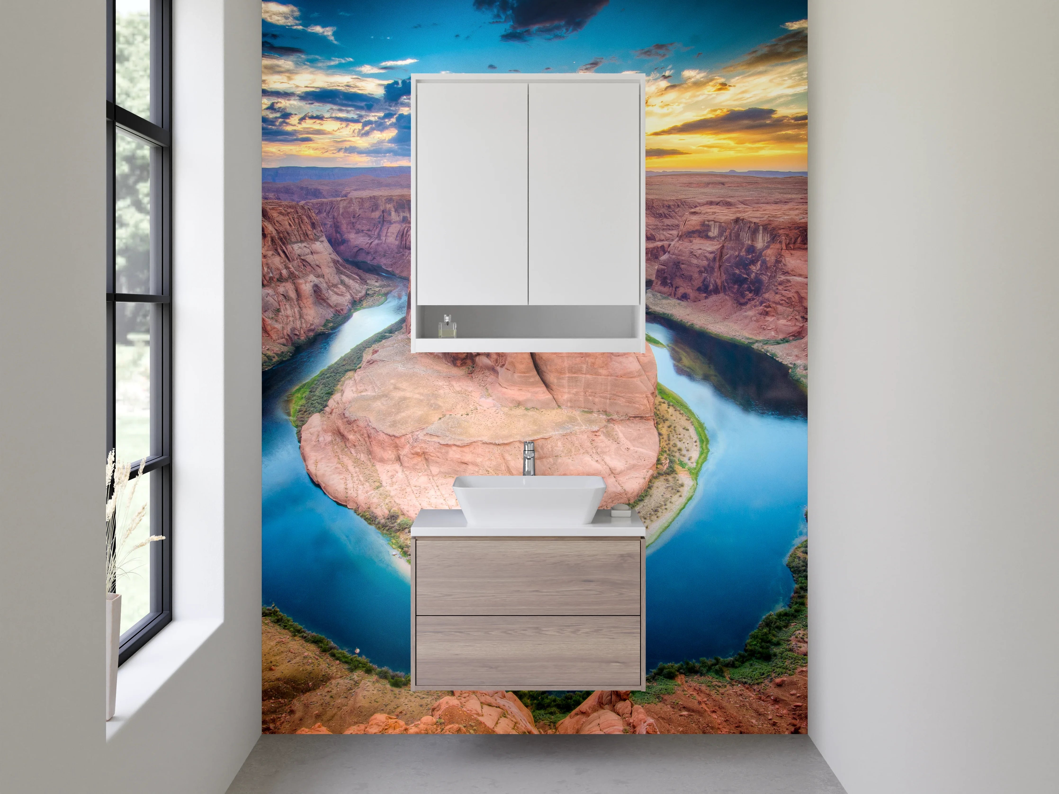 Waschbecken-Rückwand - Majestätischer Blick bei Abendgrau