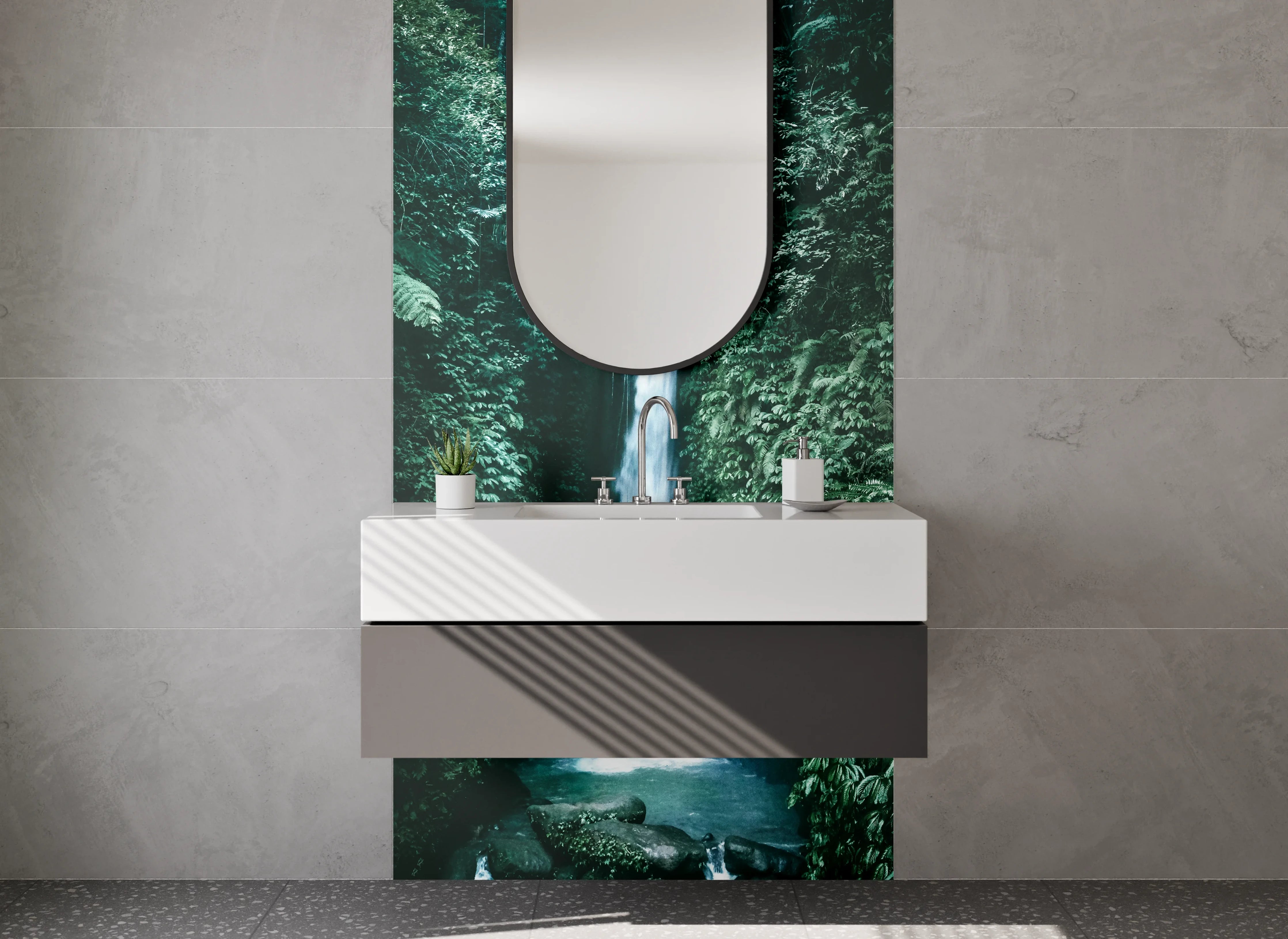 Waschbecken-Rückwand - Majestätischer Dschungel-Wasserfall Fotodruck