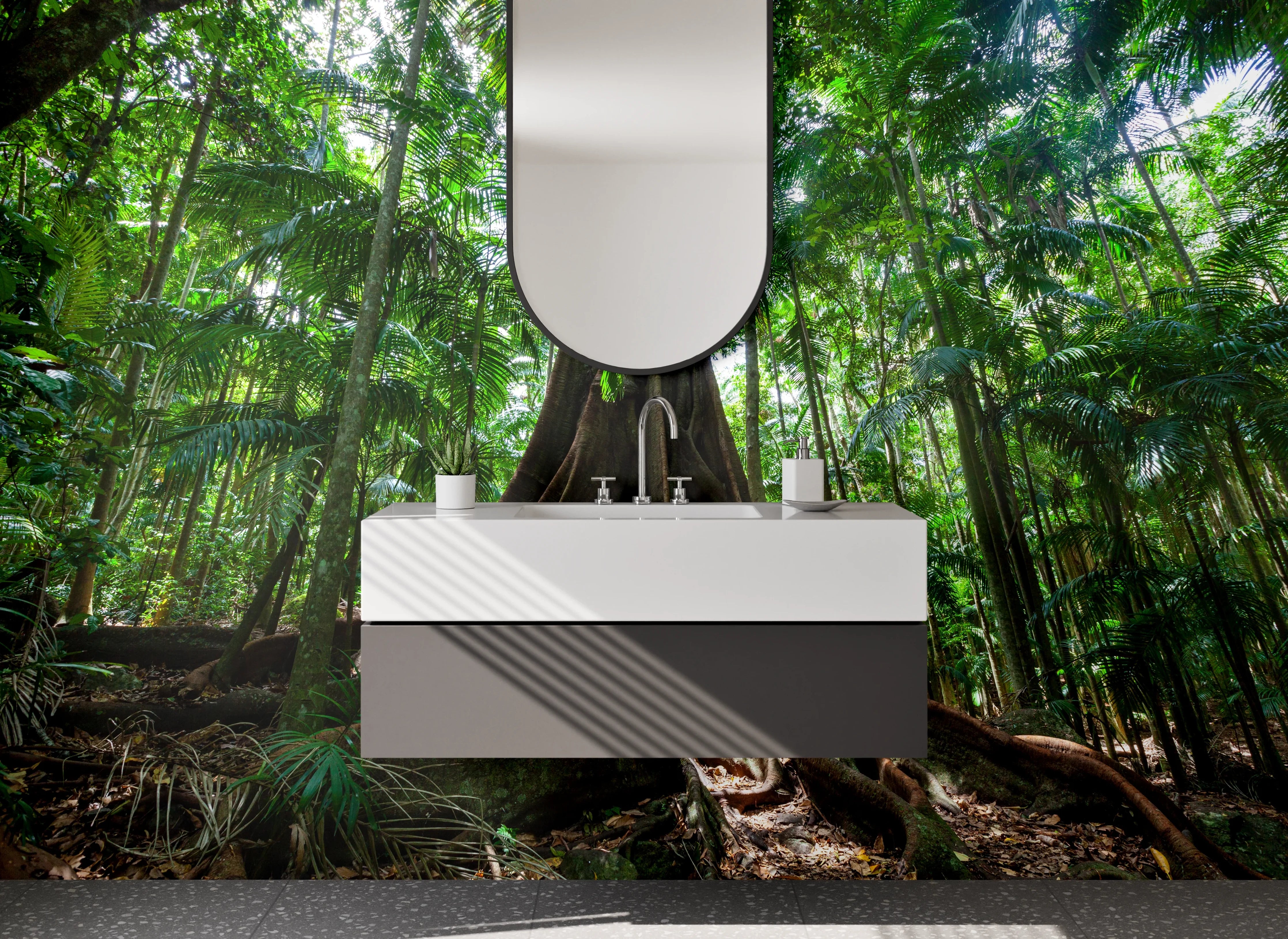 Waschbecken-Rückwand - Majestätischer Dschungelbaum Naturmotiv