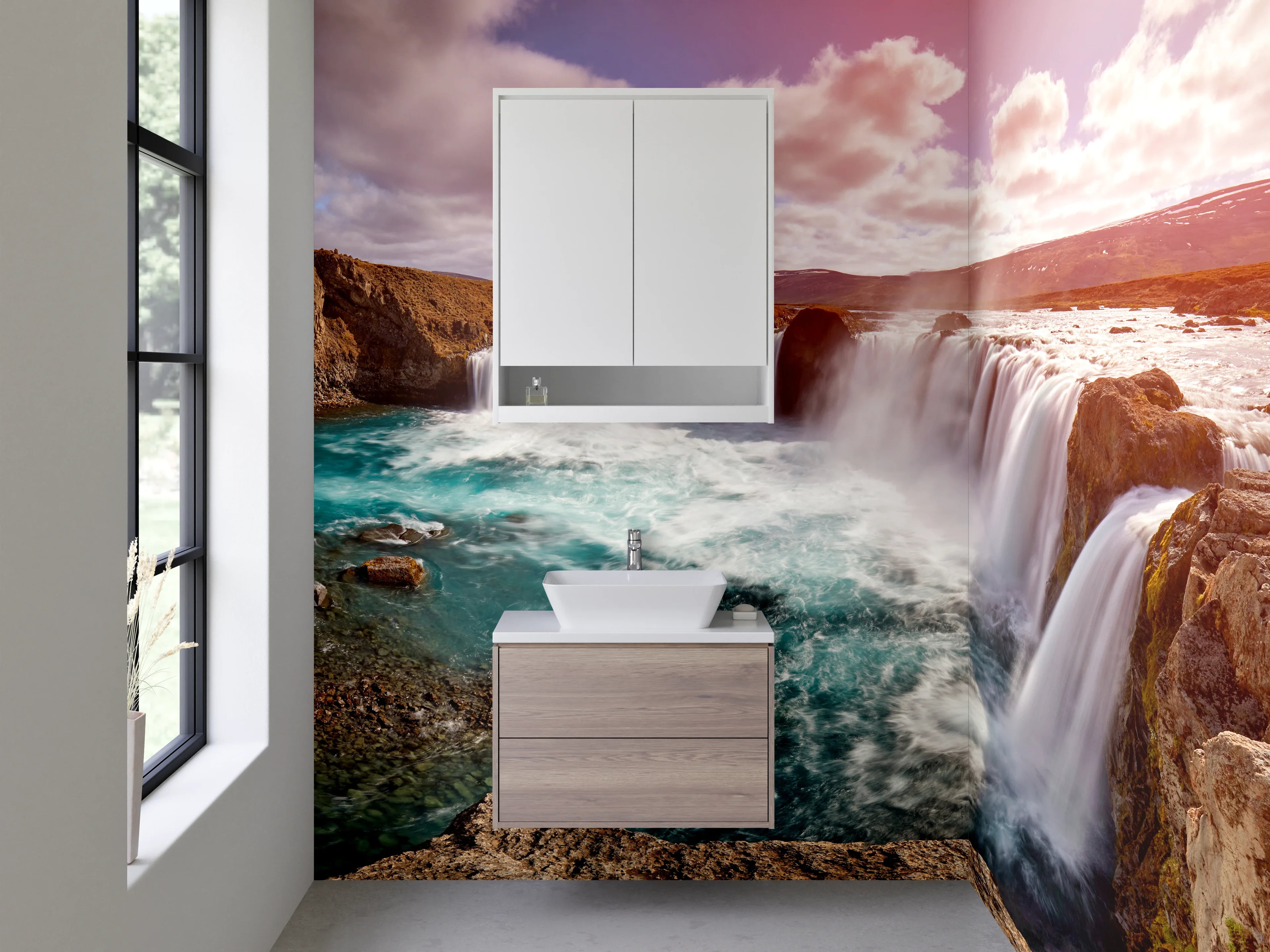 Waschbecken-Rückwand - Majestätischer Wasserfall Natur Poster