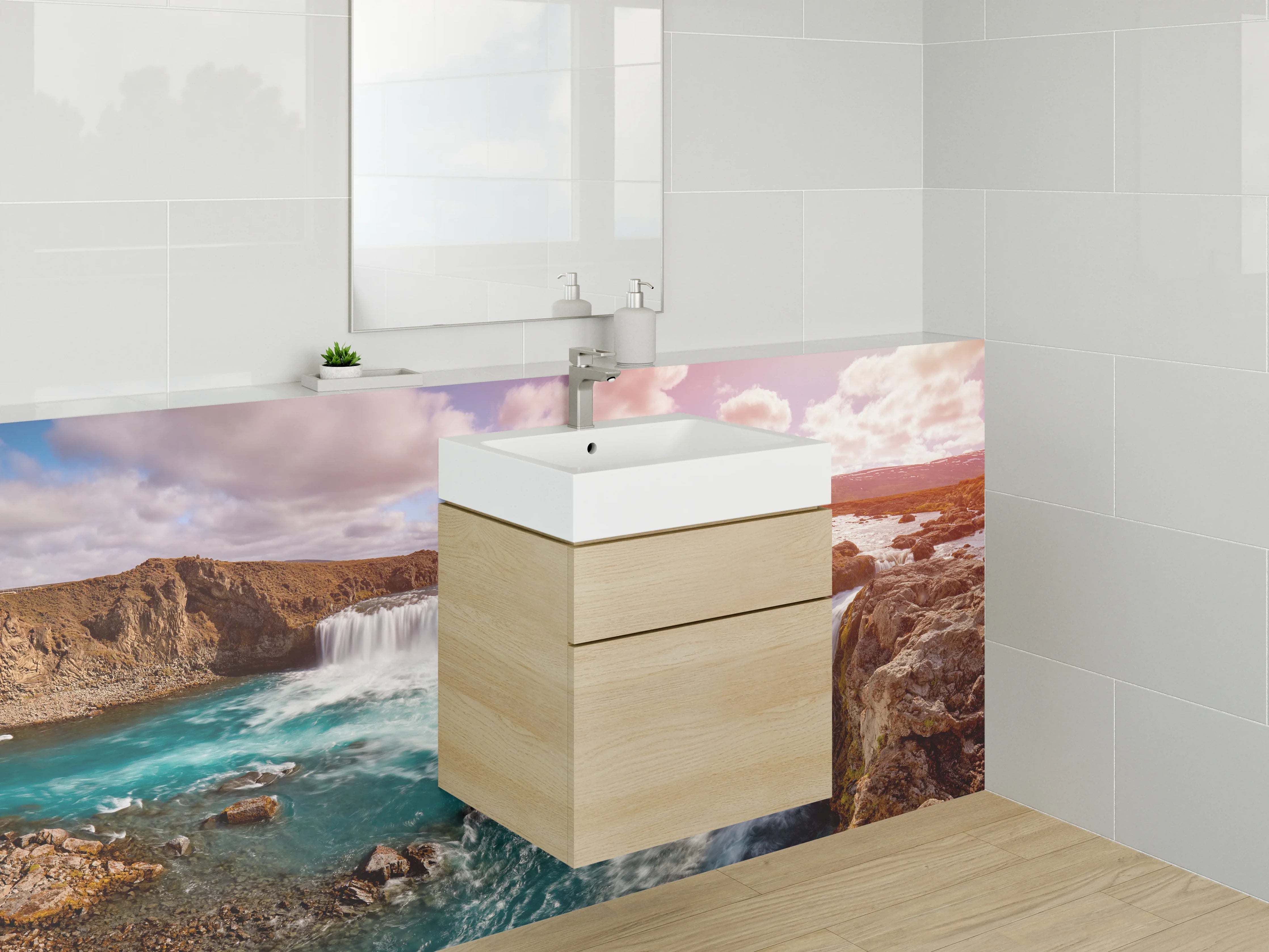 Waschbecken-Rückwand - Majestätischer Wasserfall Natur Poster