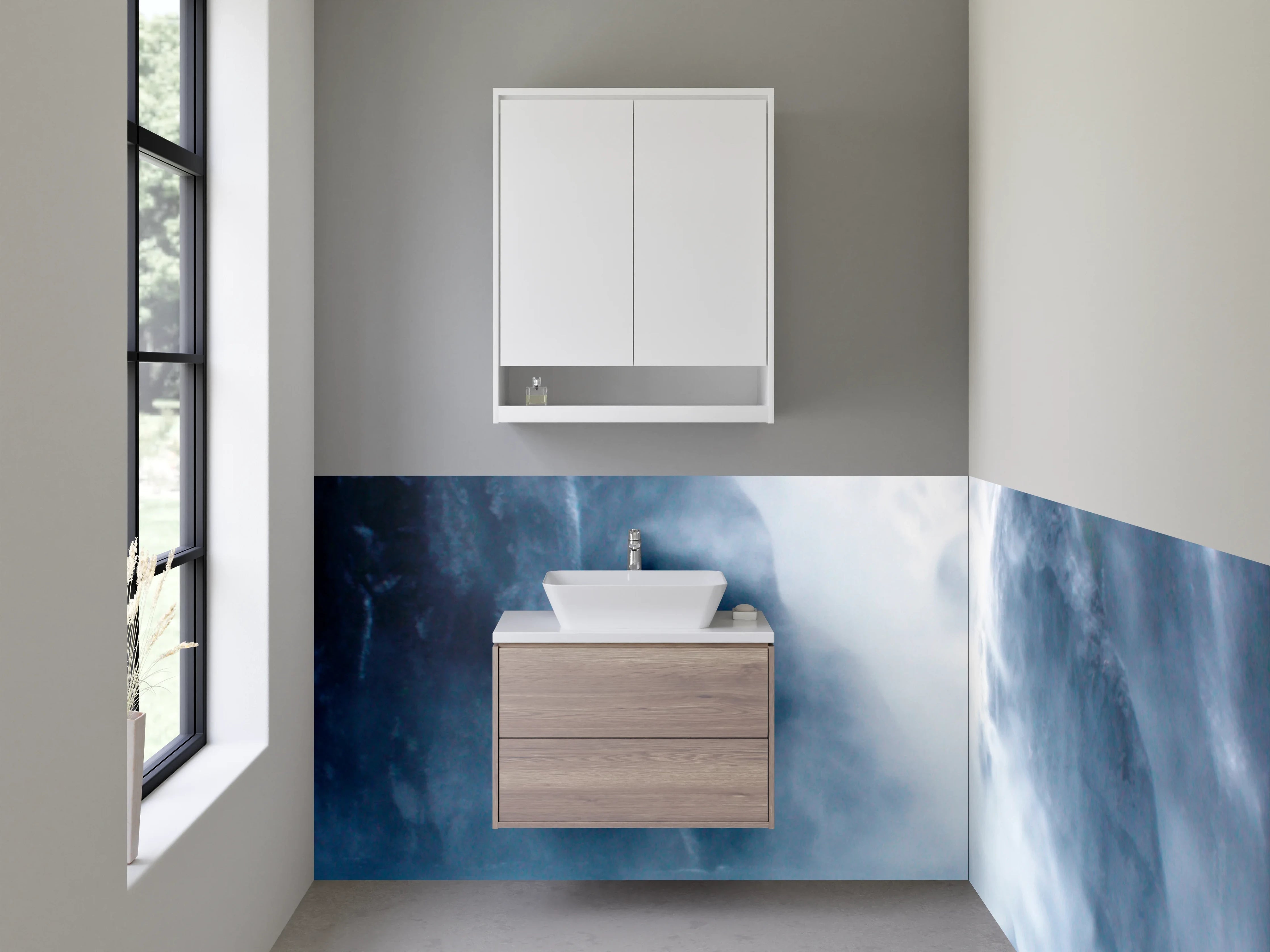 Waschbecken-Rückwand - Majestätischer Wasserfall Naturbild