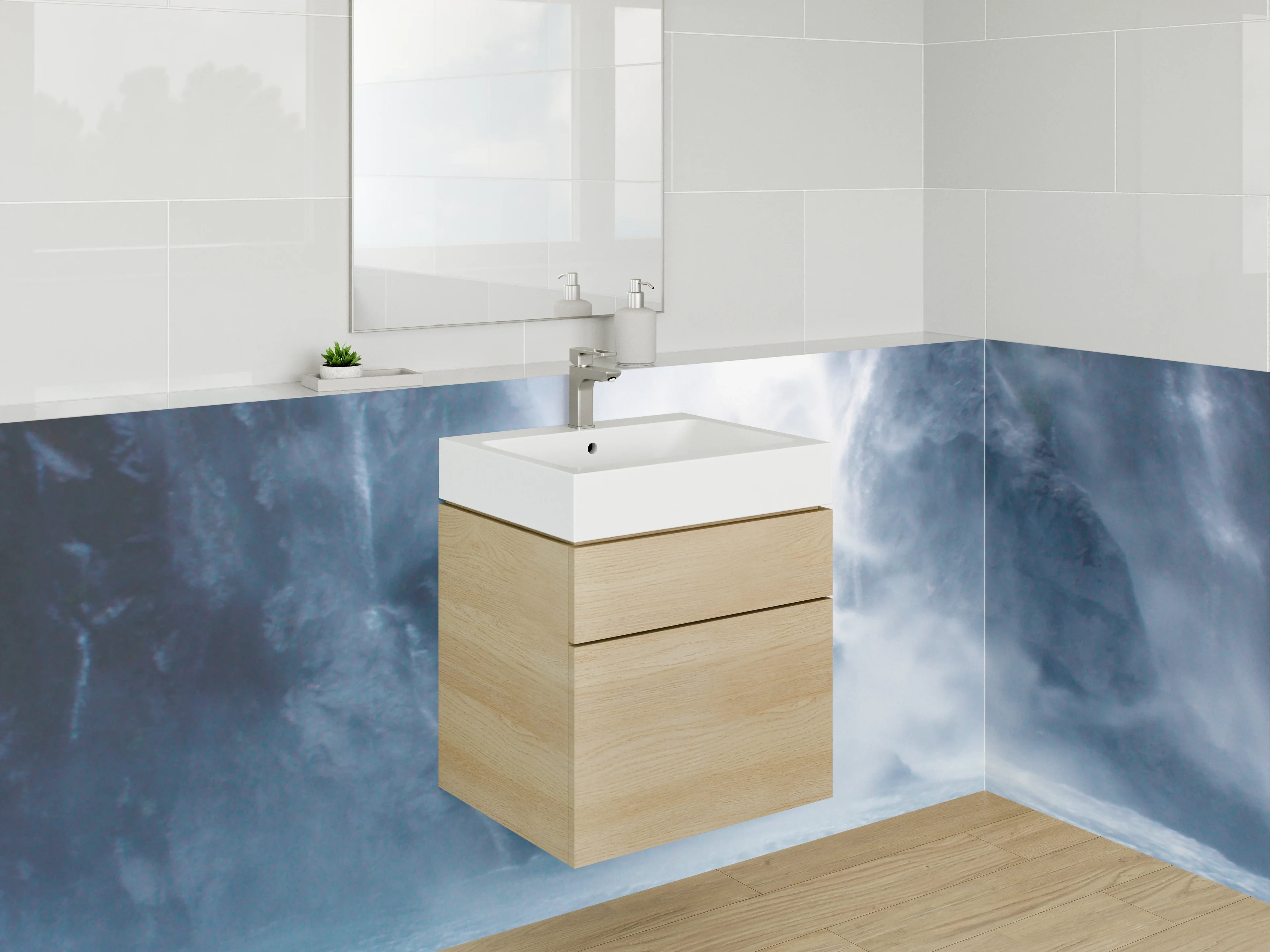 Waschbecken-Rückwand - Majestätischer Wasserfall Naturbild