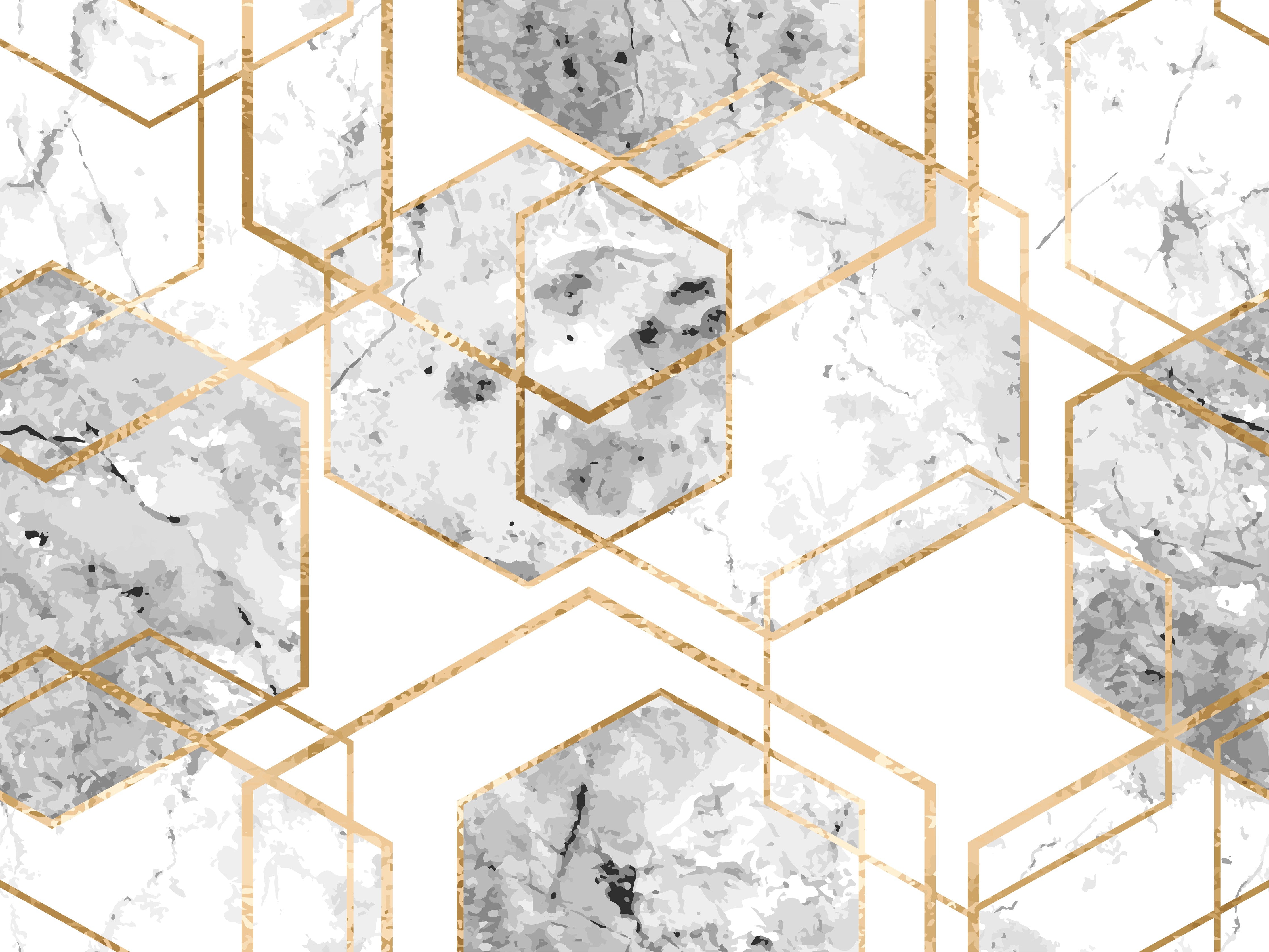 Waschbecken-Rückwand-Marmor Gold Hexagon Muster Weiß Grau