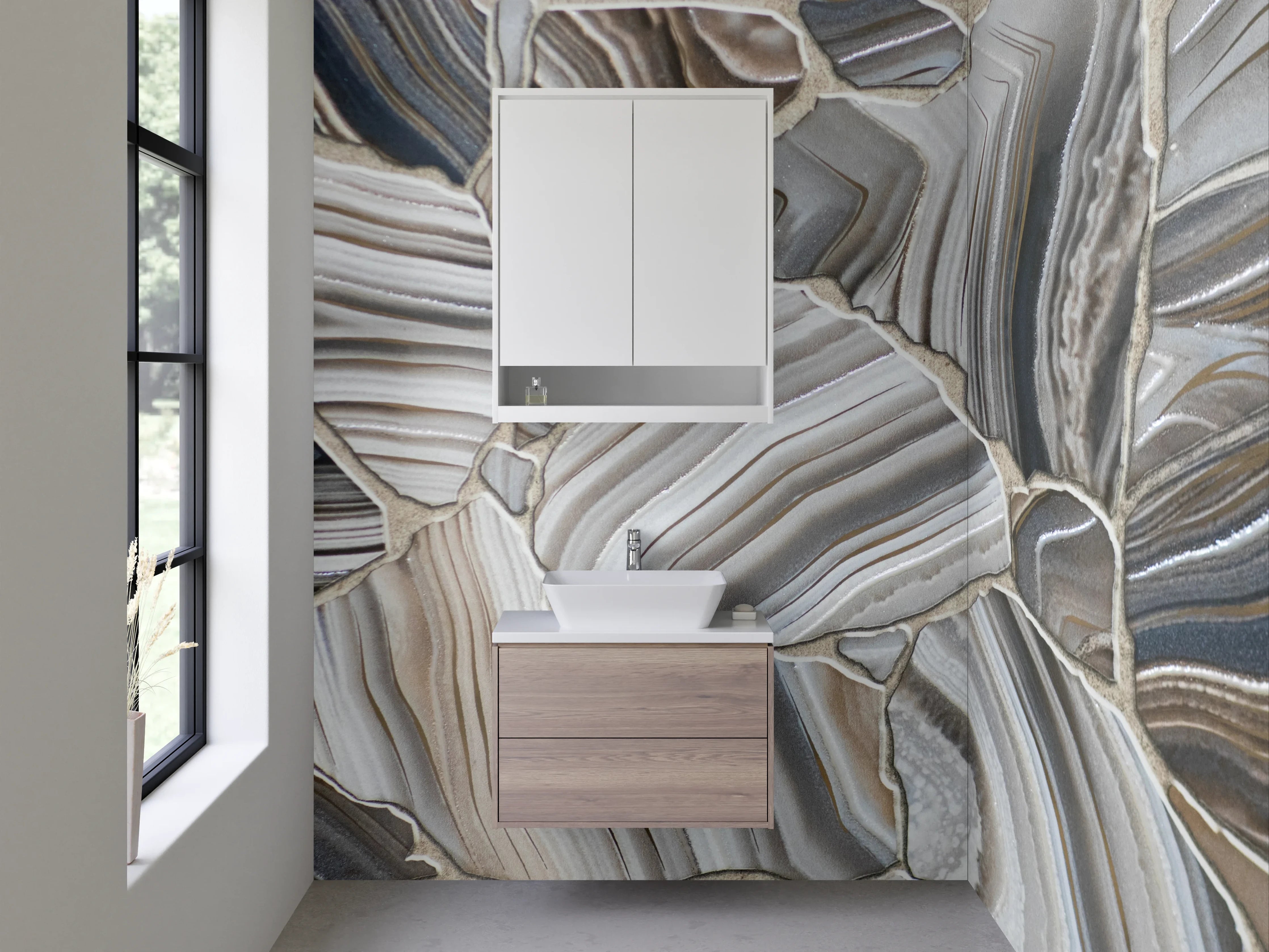 Waschbecken-Rückwand - Marmorartige Naturstein-Optik