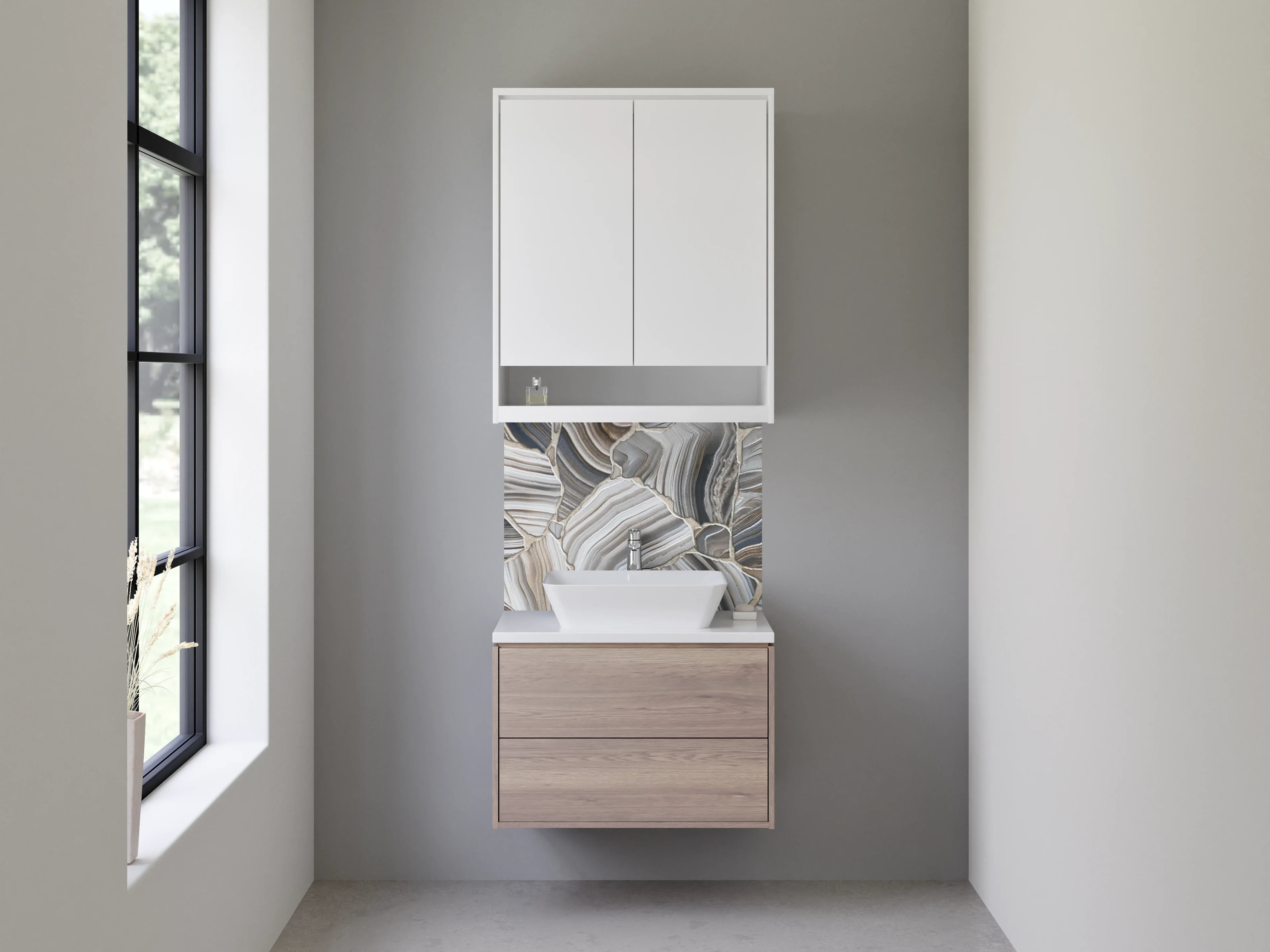 Waschbecken-Rückwand - Marmorartige Naturstein-Optik