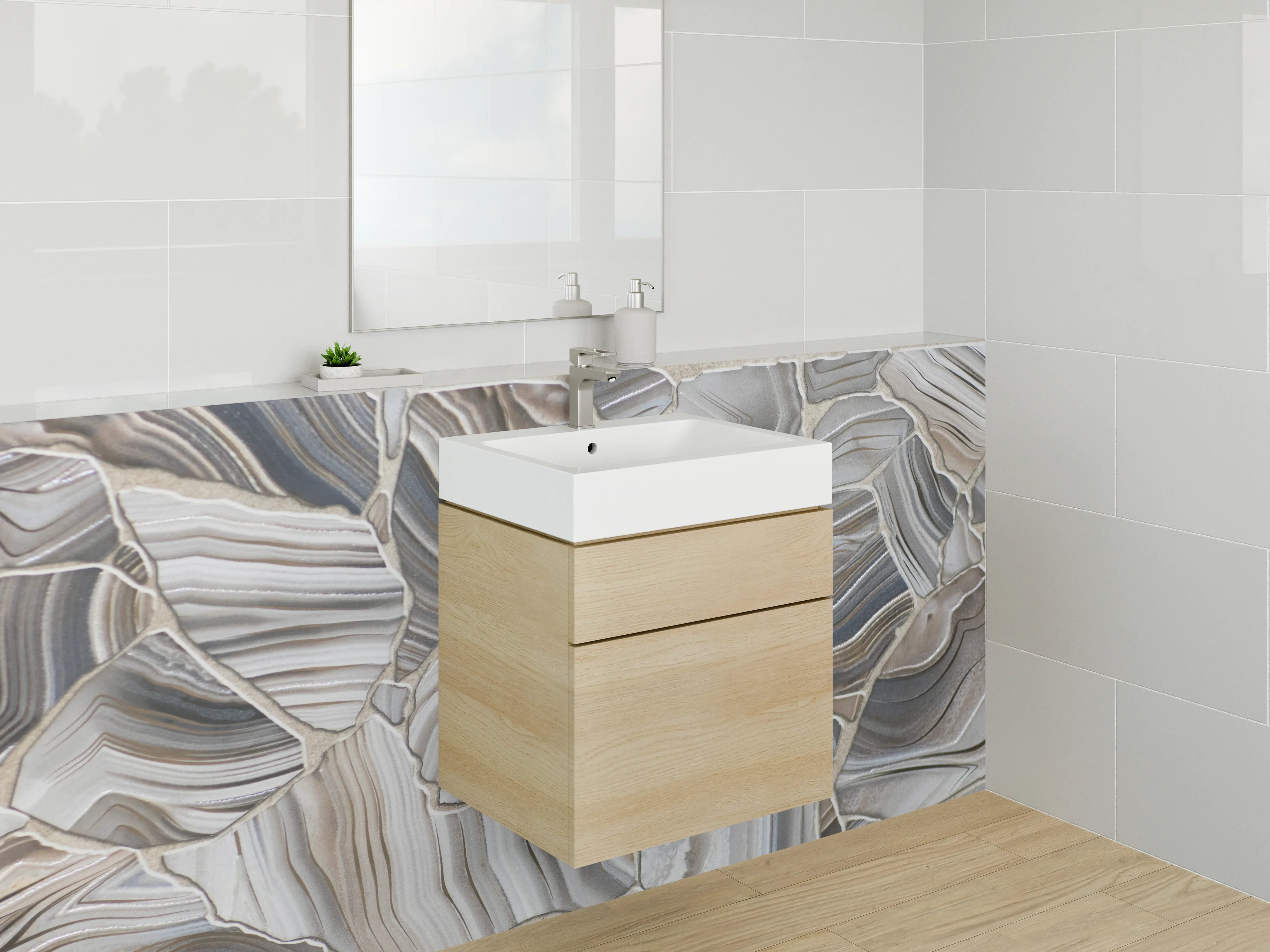 Waschbecken-Rückwand - Marmorartige Naturstein-Optik