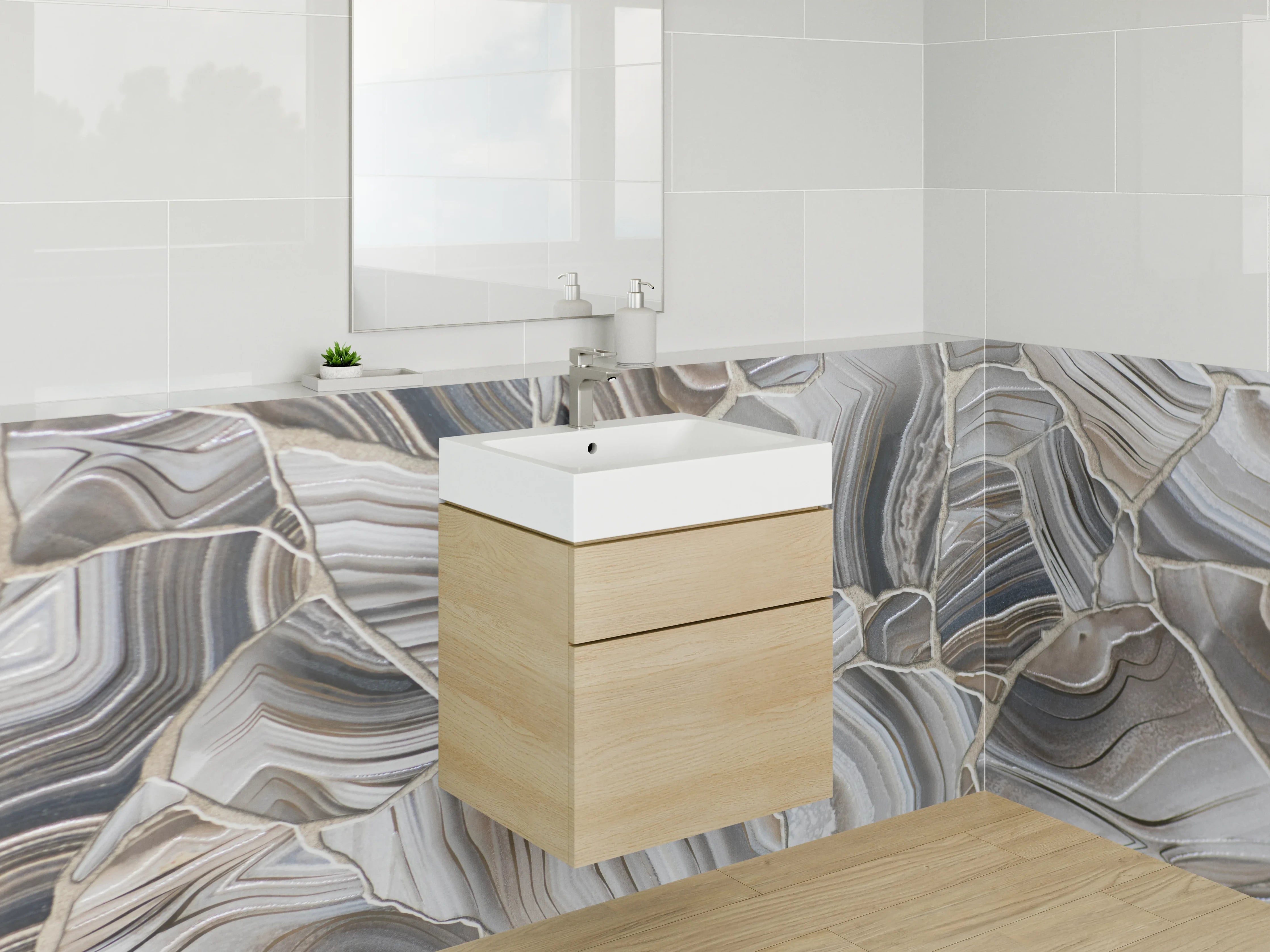 Waschbecken-Rückwand - Marmorartige Naturstein-Optik