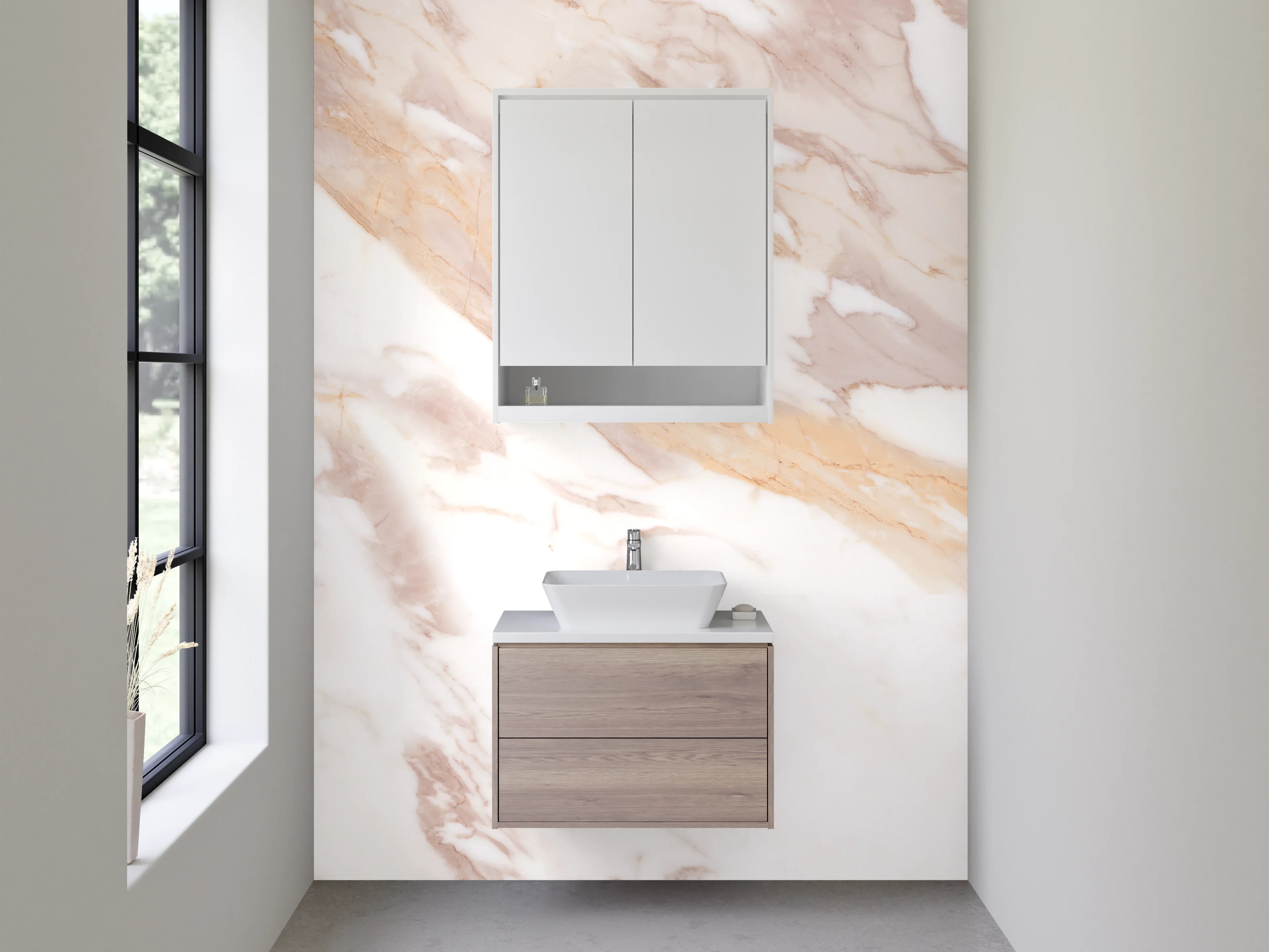 Waschbecken-Rückwand - Marmoroptik Weiß Beige Braun Fliesen