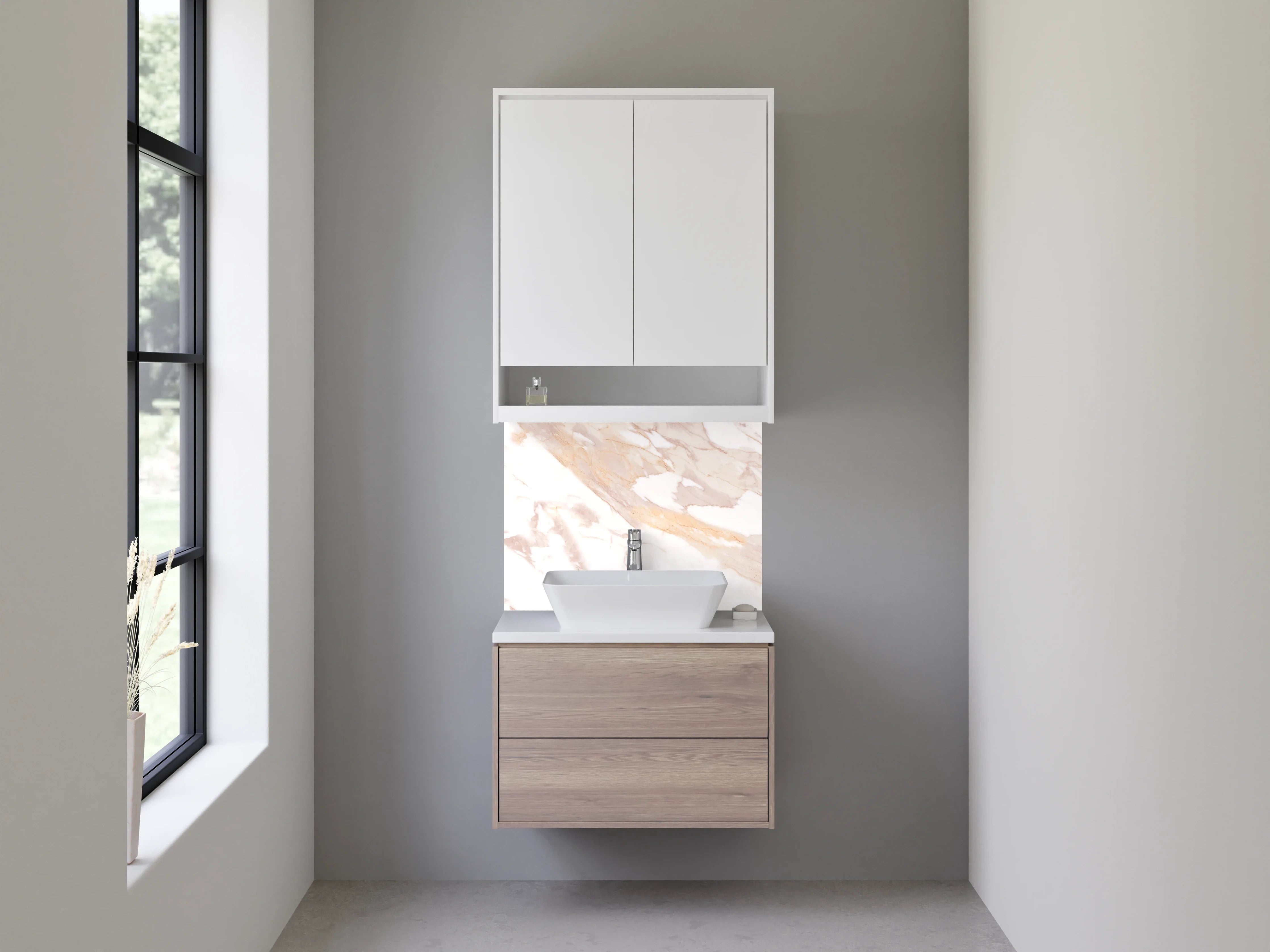 Waschbecken-Rückwand - Marmoroptik Weiß Beige Braun Fliesen