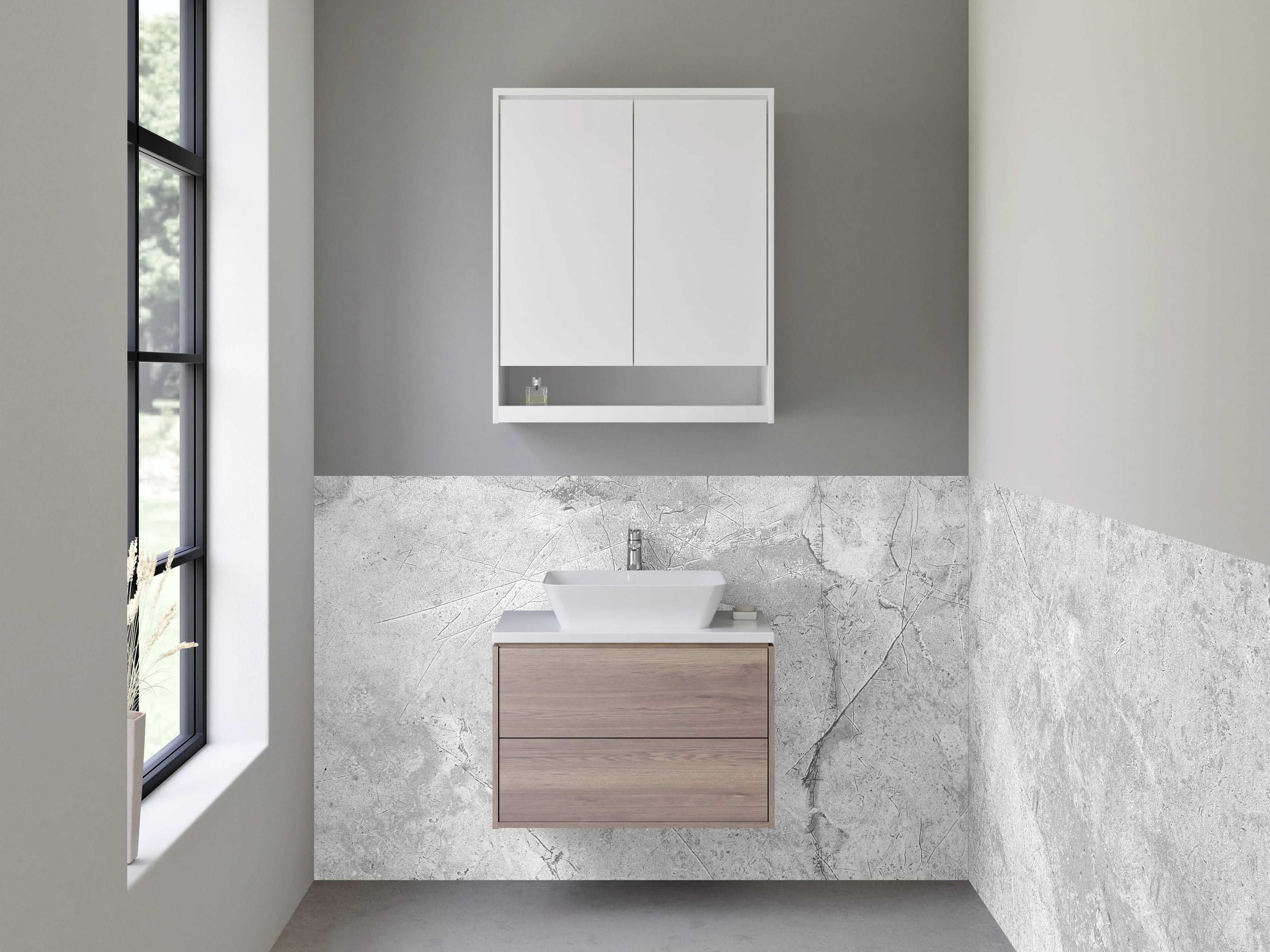 Waschbecken-Rückwand - Marmoroptik Weiß Grau für Bad und Küche