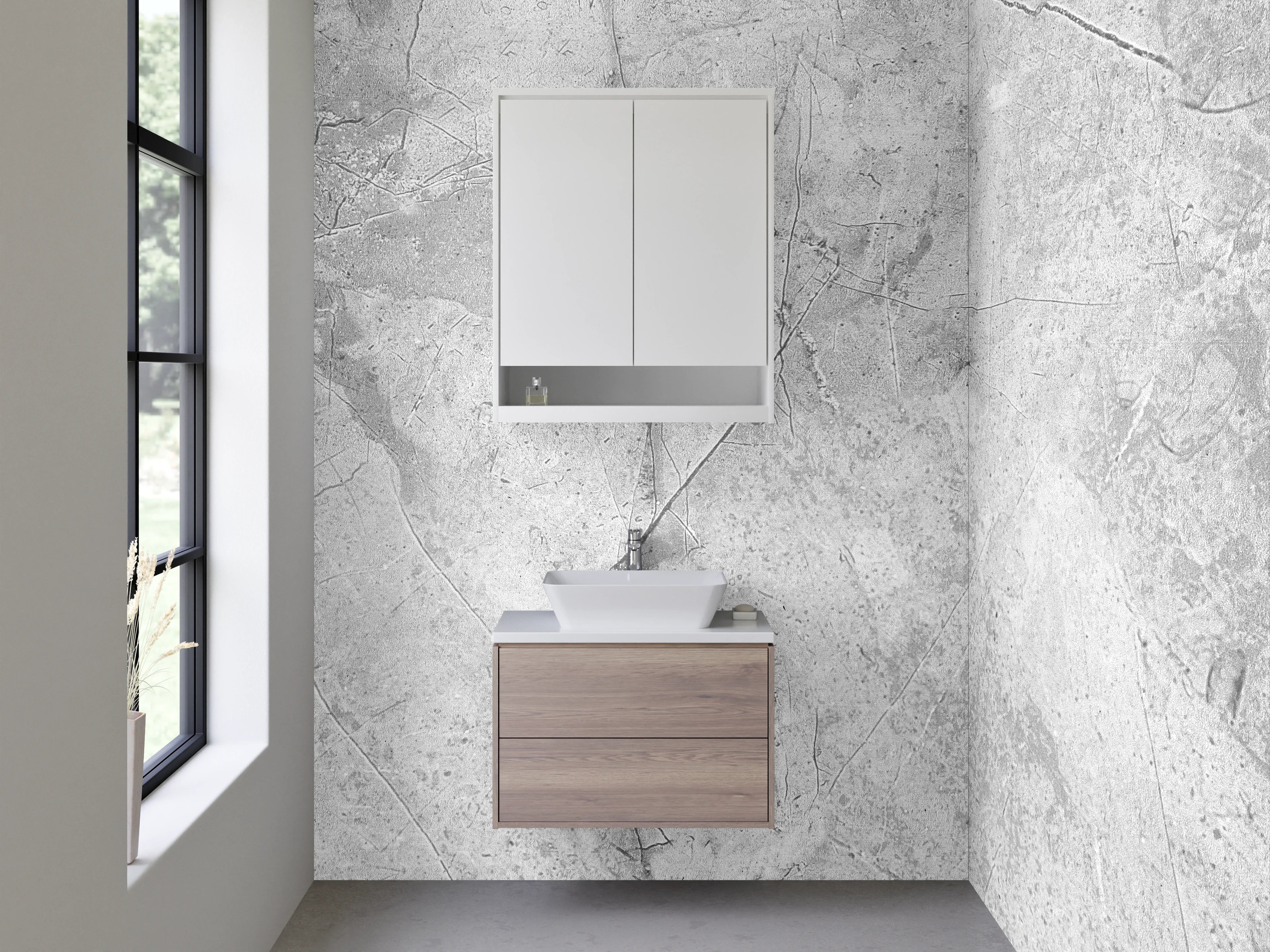 Waschbecken-Rückwand - Marmoroptik Weiß Grau für Bad und Küche