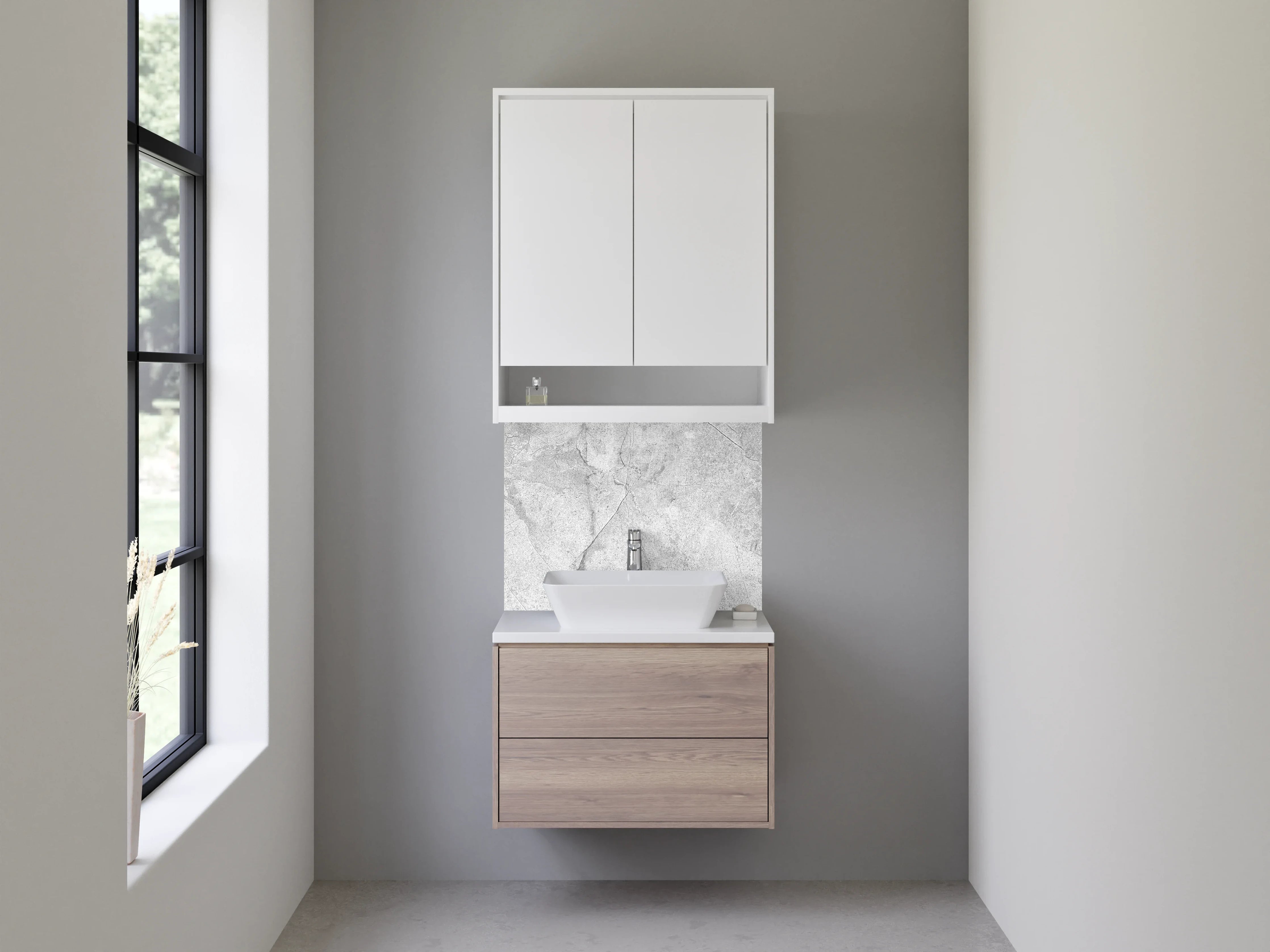 Waschbecken-Rückwand - Marmoroptik Weiß Grau für Bad und Küche