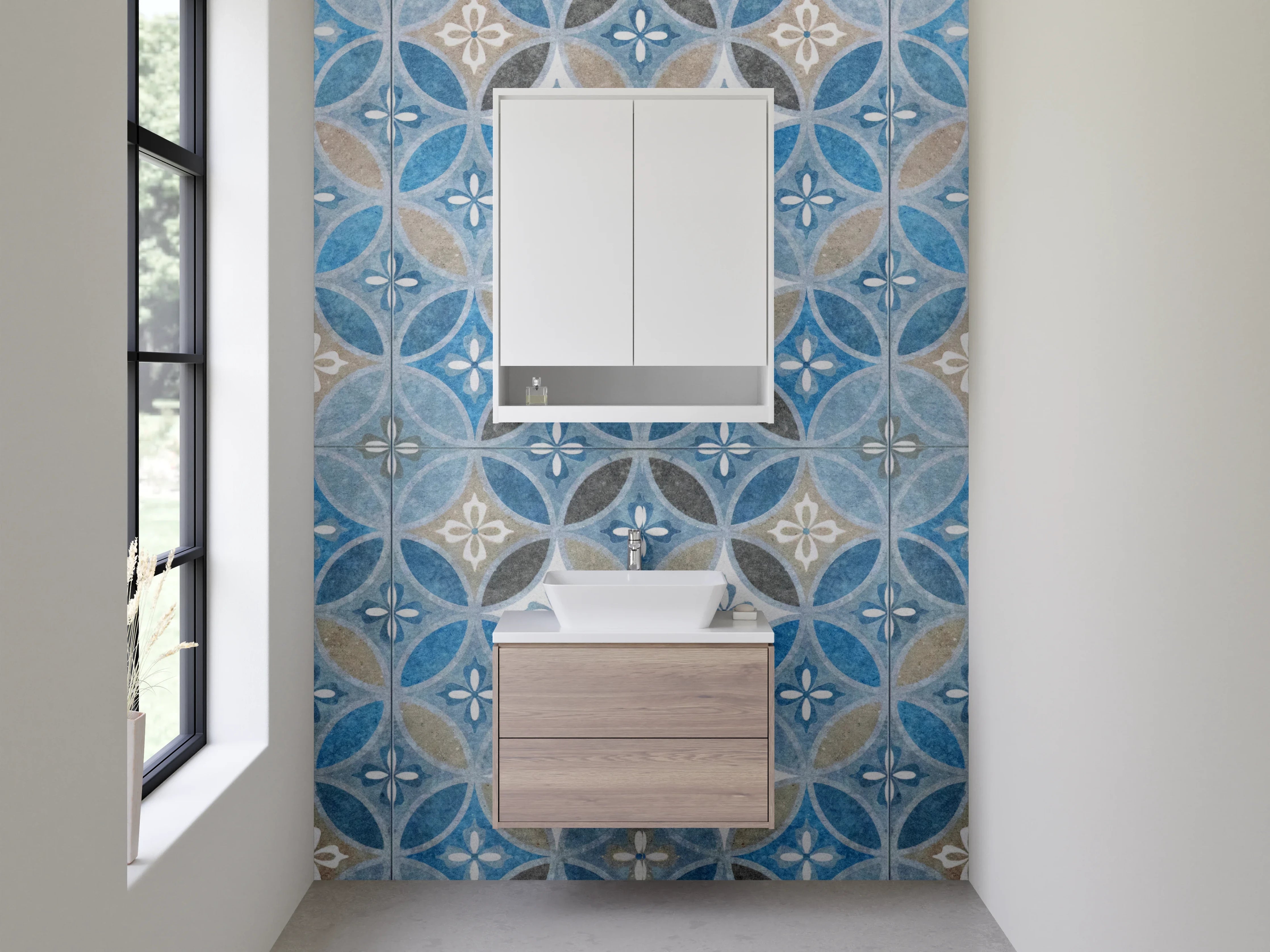 Waschbecken-Rückwand - Marokkanisches Mosaik Fliesenmuster Blau