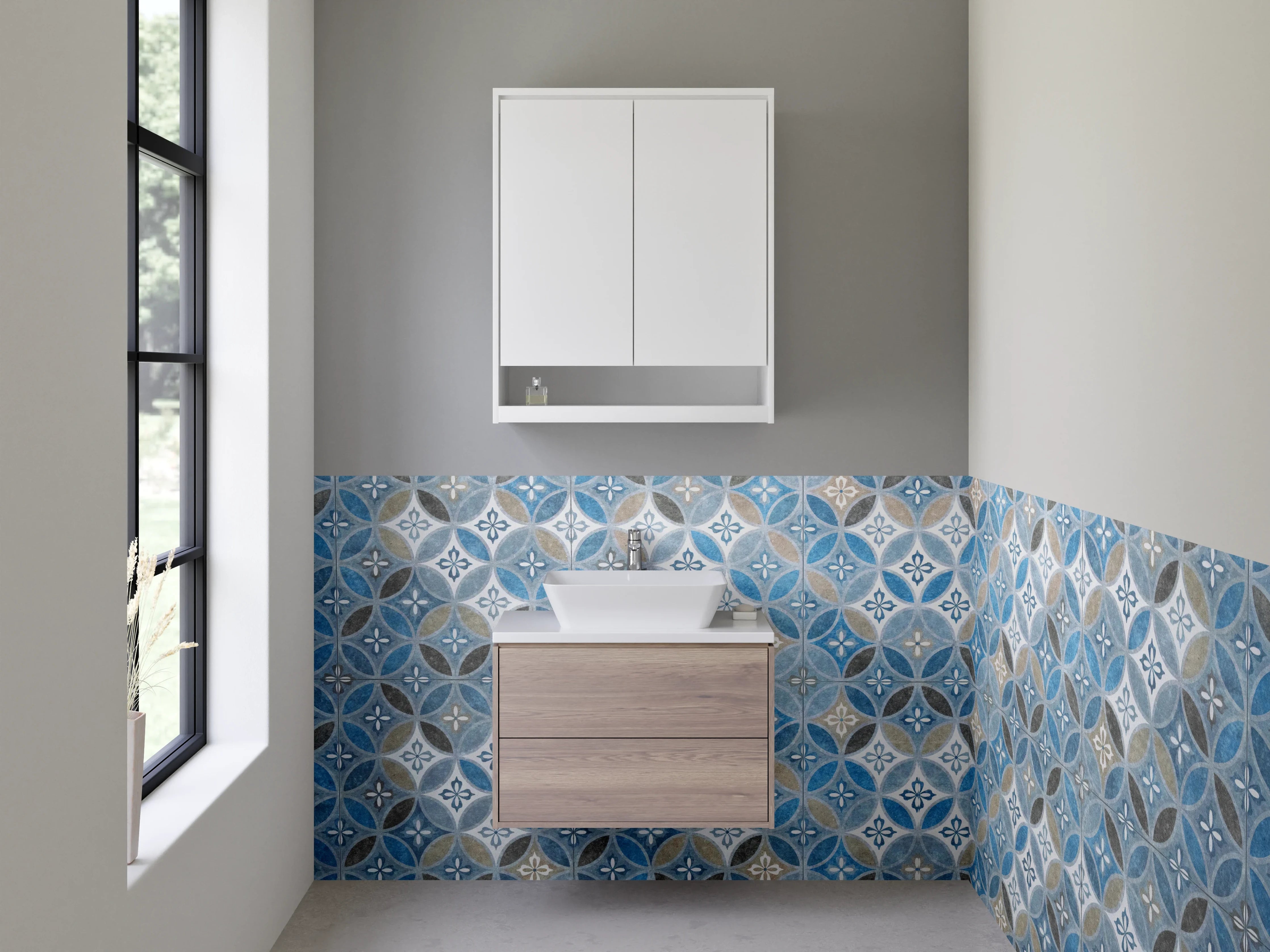 Waschbecken-Rückwand - Marokkanisches Mosaik Fliesenmuster Blau