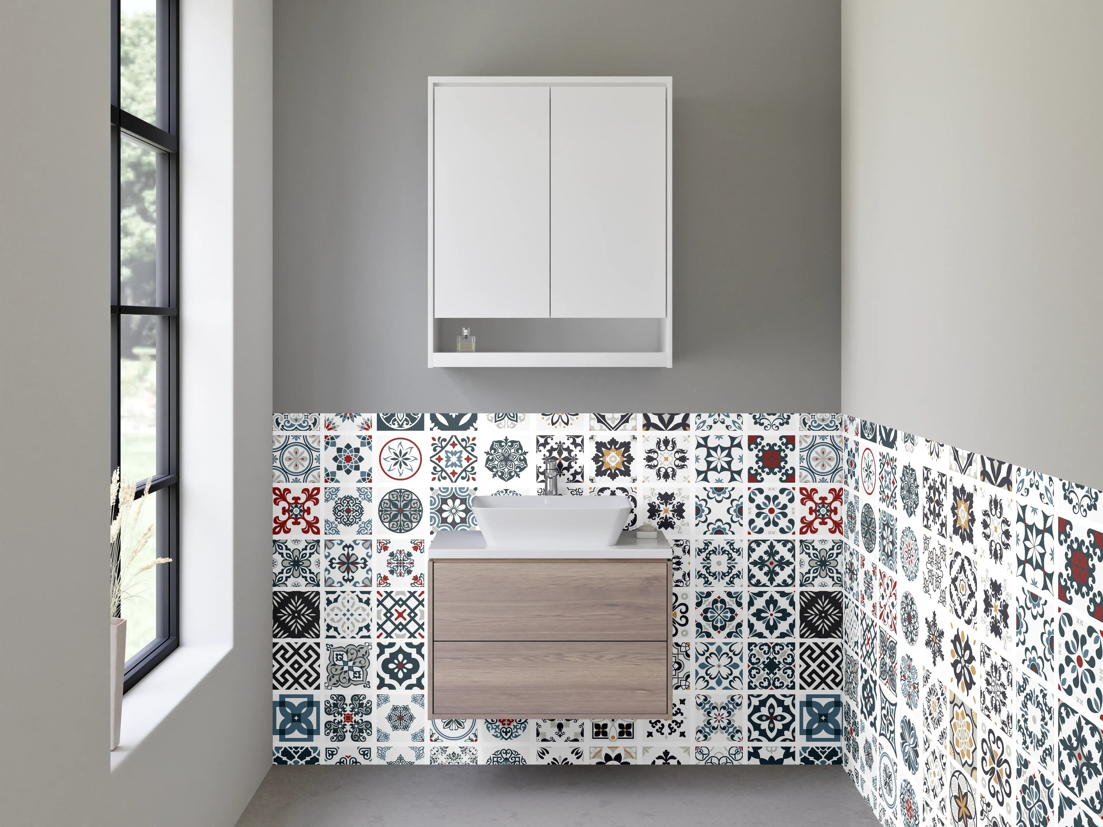 Waschbecken-Rückwand - Marokkanisches Patchwork Fliesenmuster