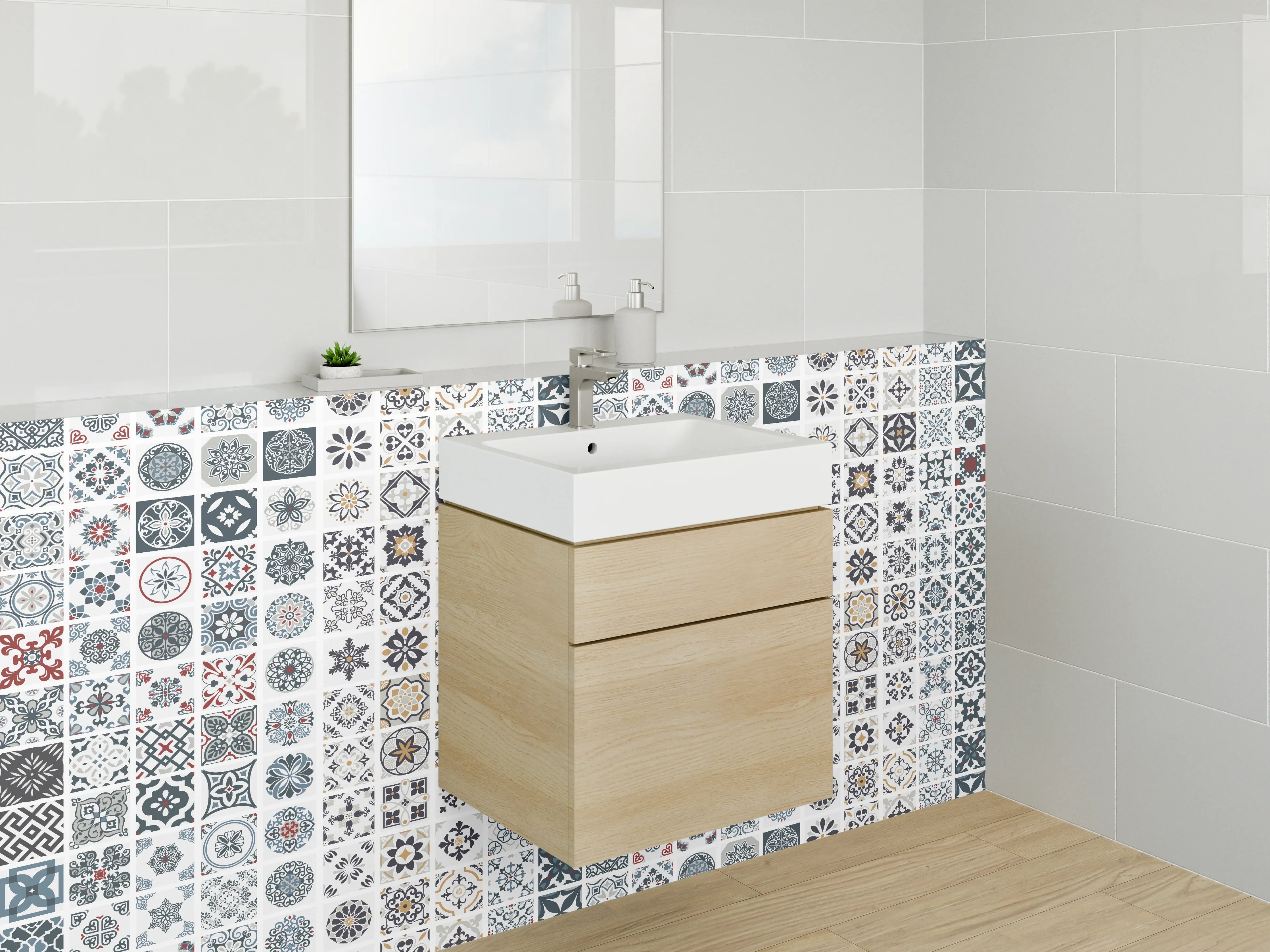 Waschbecken-Rückwand - Marokkanisches Patchwork Fliesenmuster