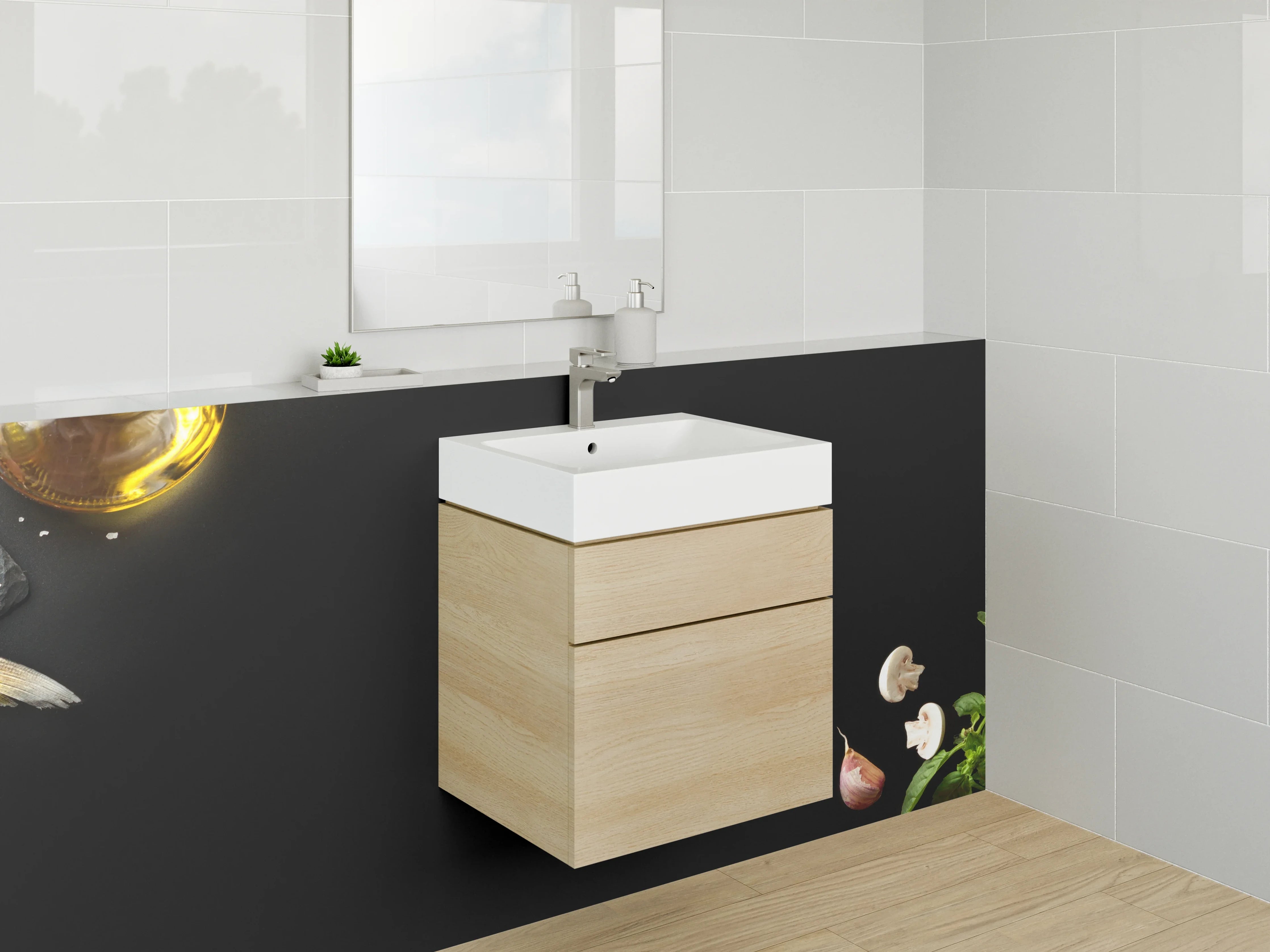 Waschbecken-Rückwand - Mediterrane Lebensmittel für Küche-Deko