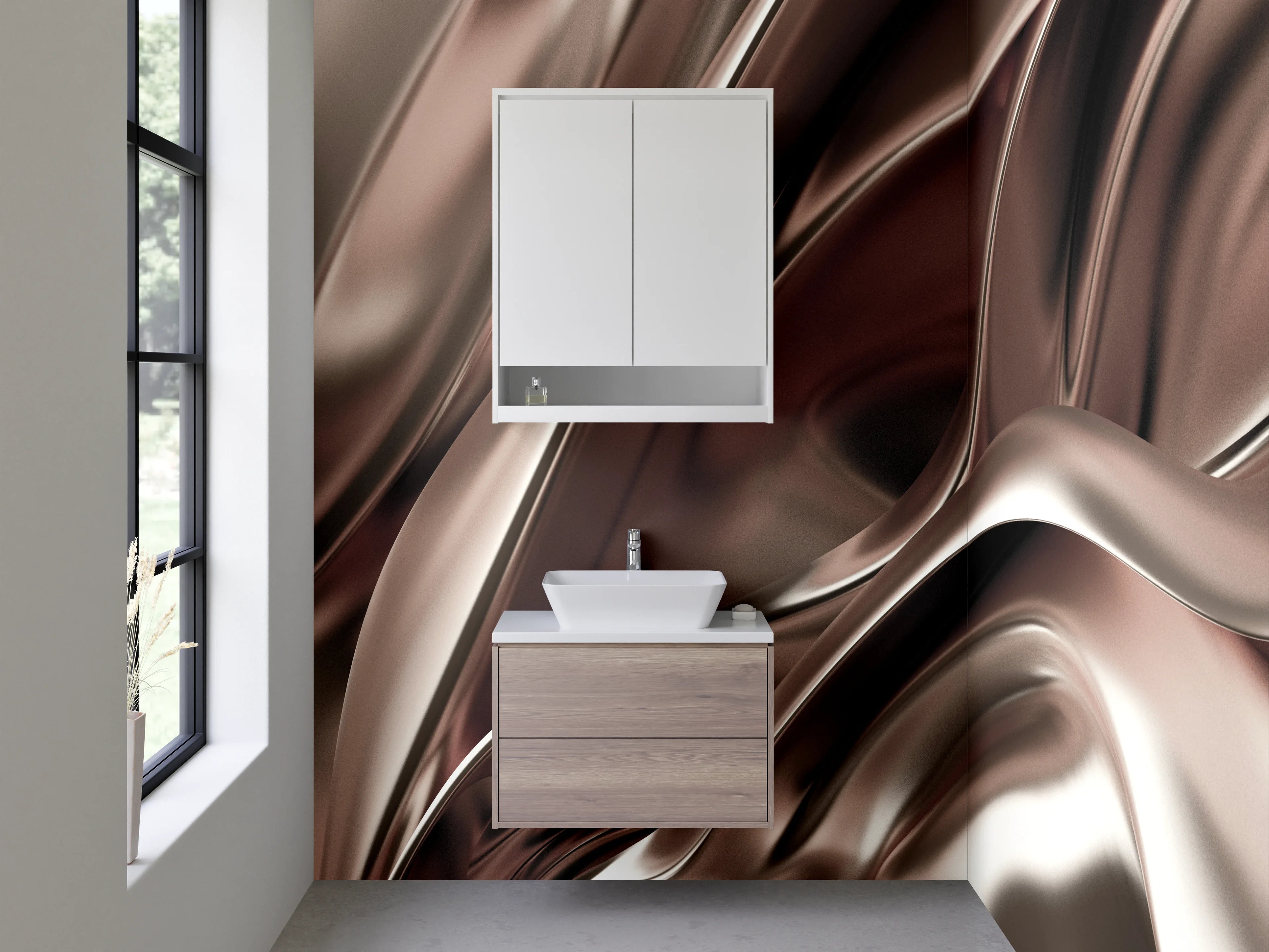 Waschbecken-Rückwand - Metallisch fließendes abstraktes Design