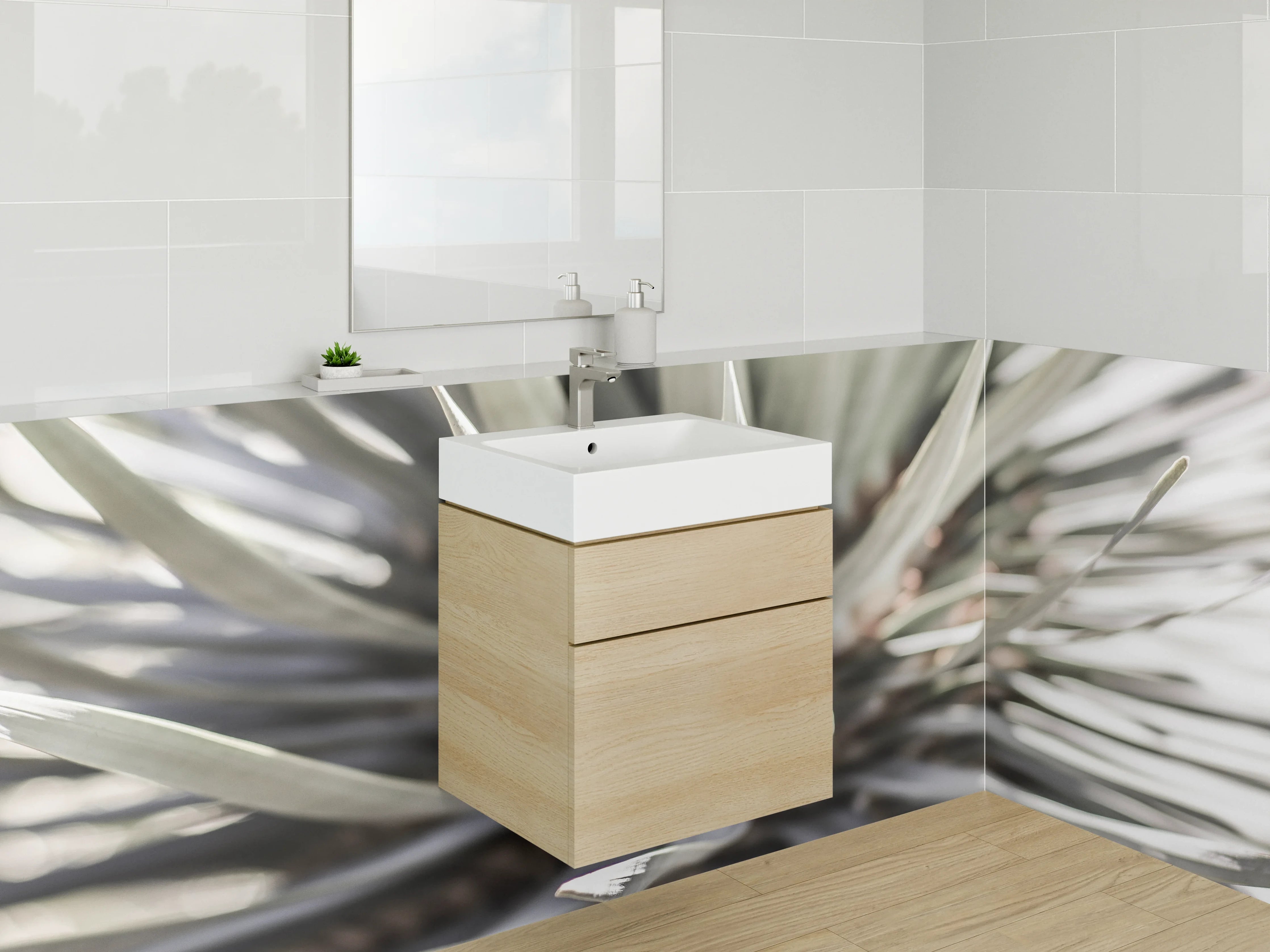 Waschbecken-Rückwand - Minimalistische Agave für moderne Räume