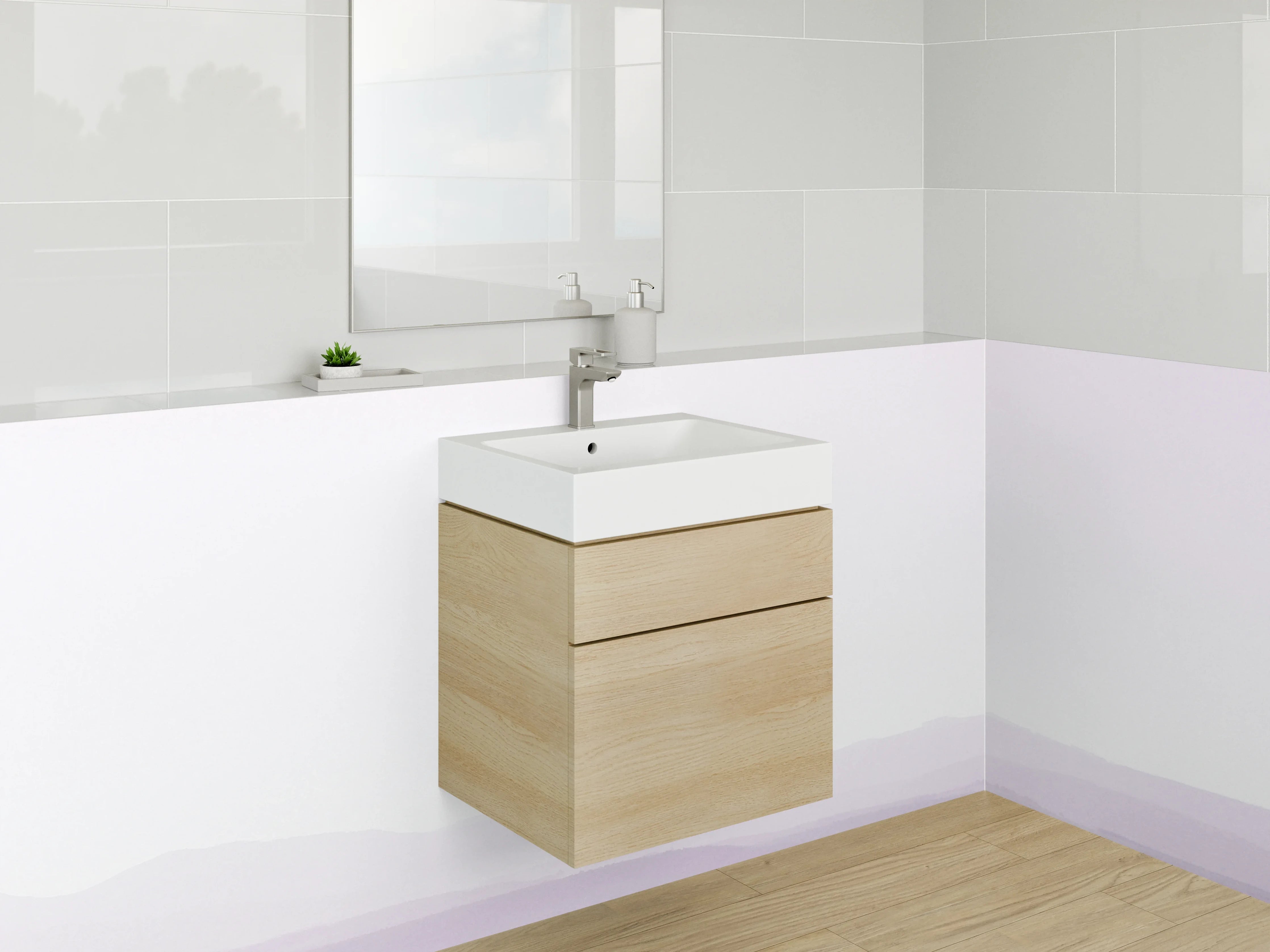 Waschbecken-Rückwand - Minimalistische Akazie am See
