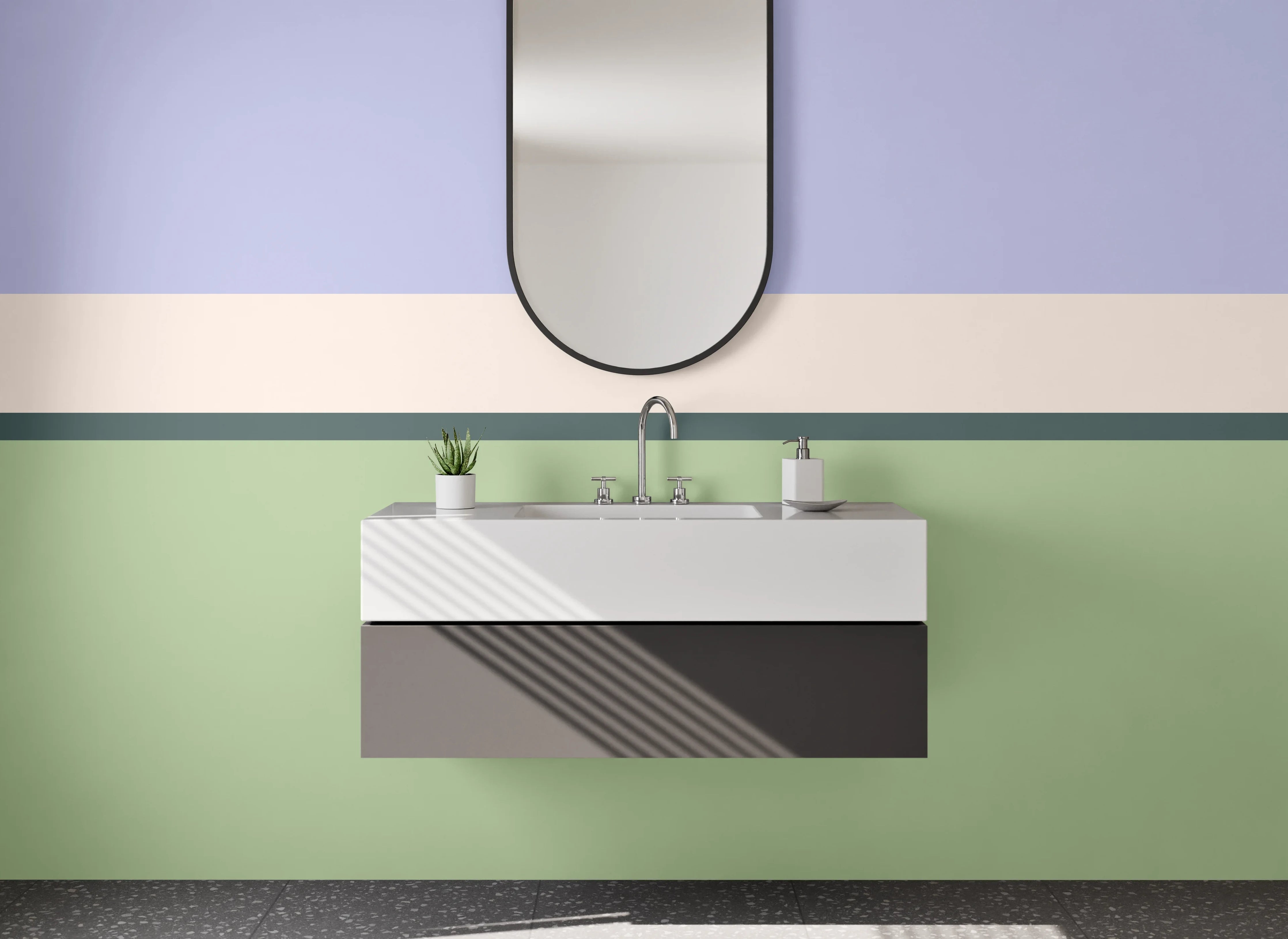 Waschbecken-Rückwand - Minimalistische Farbflächen modern