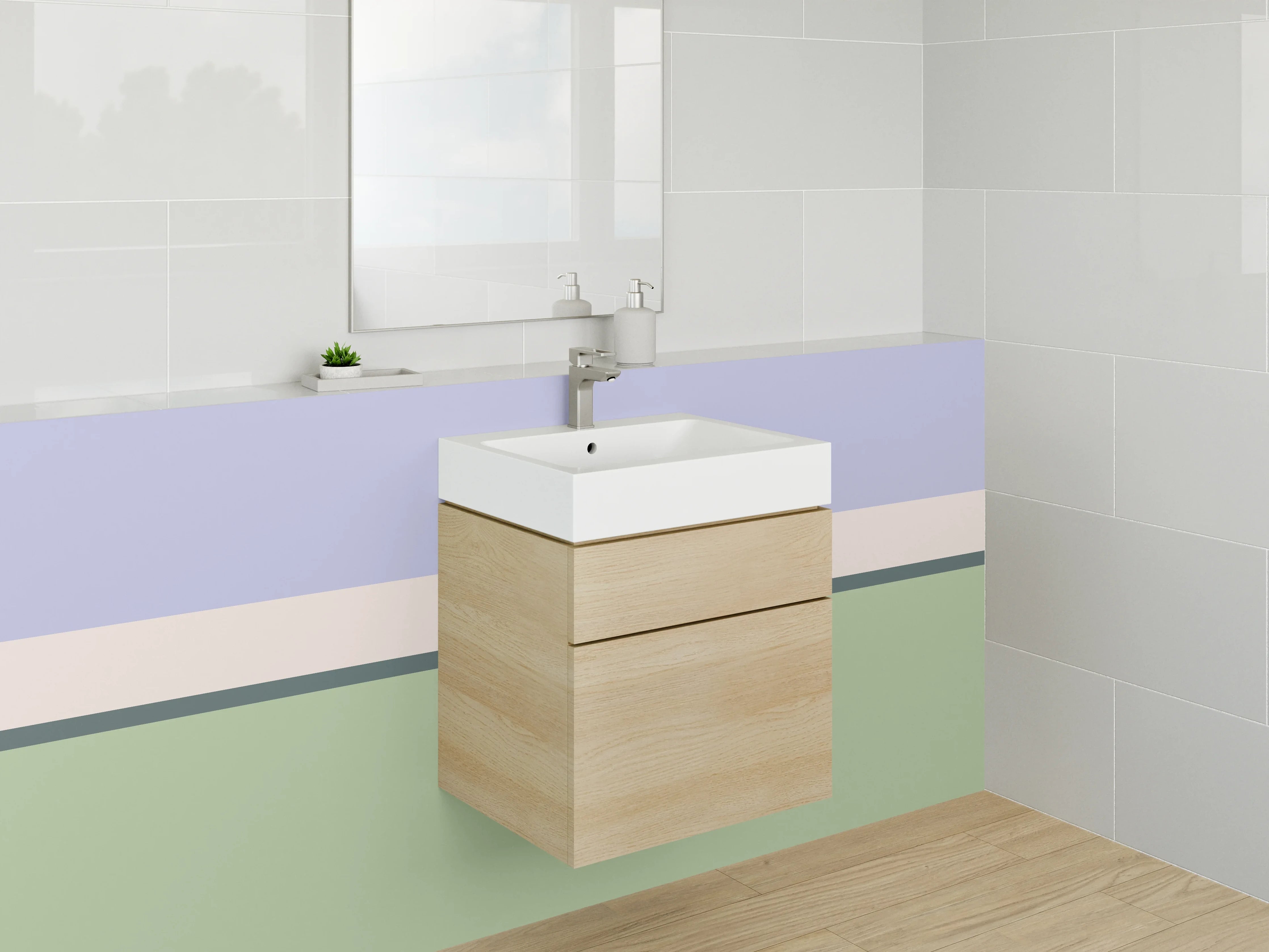Waschbecken-Rückwand - Minimalistische Farbflächen modern