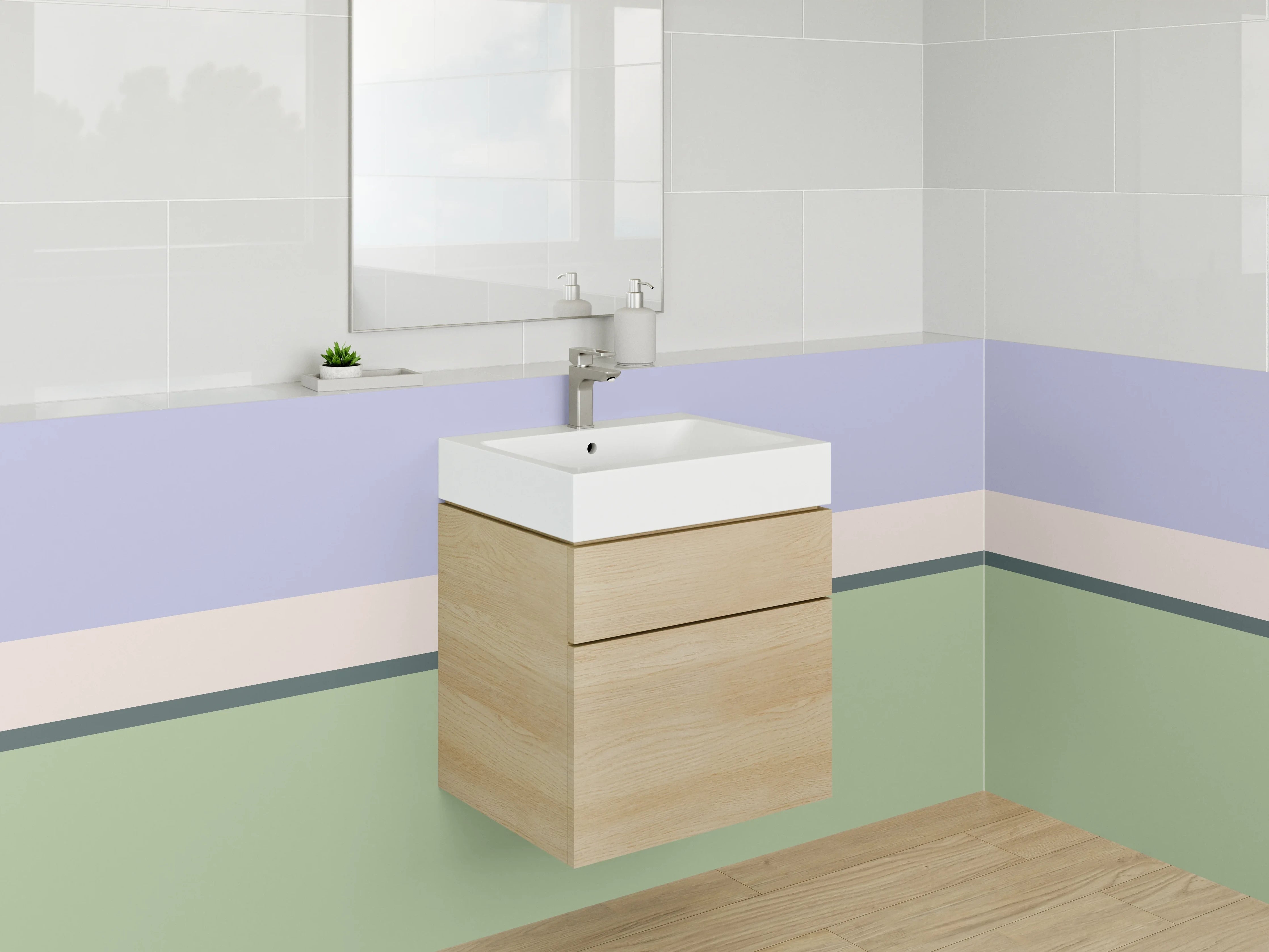 Waschbecken-Rückwand - Minimalistische Farbflächen modern