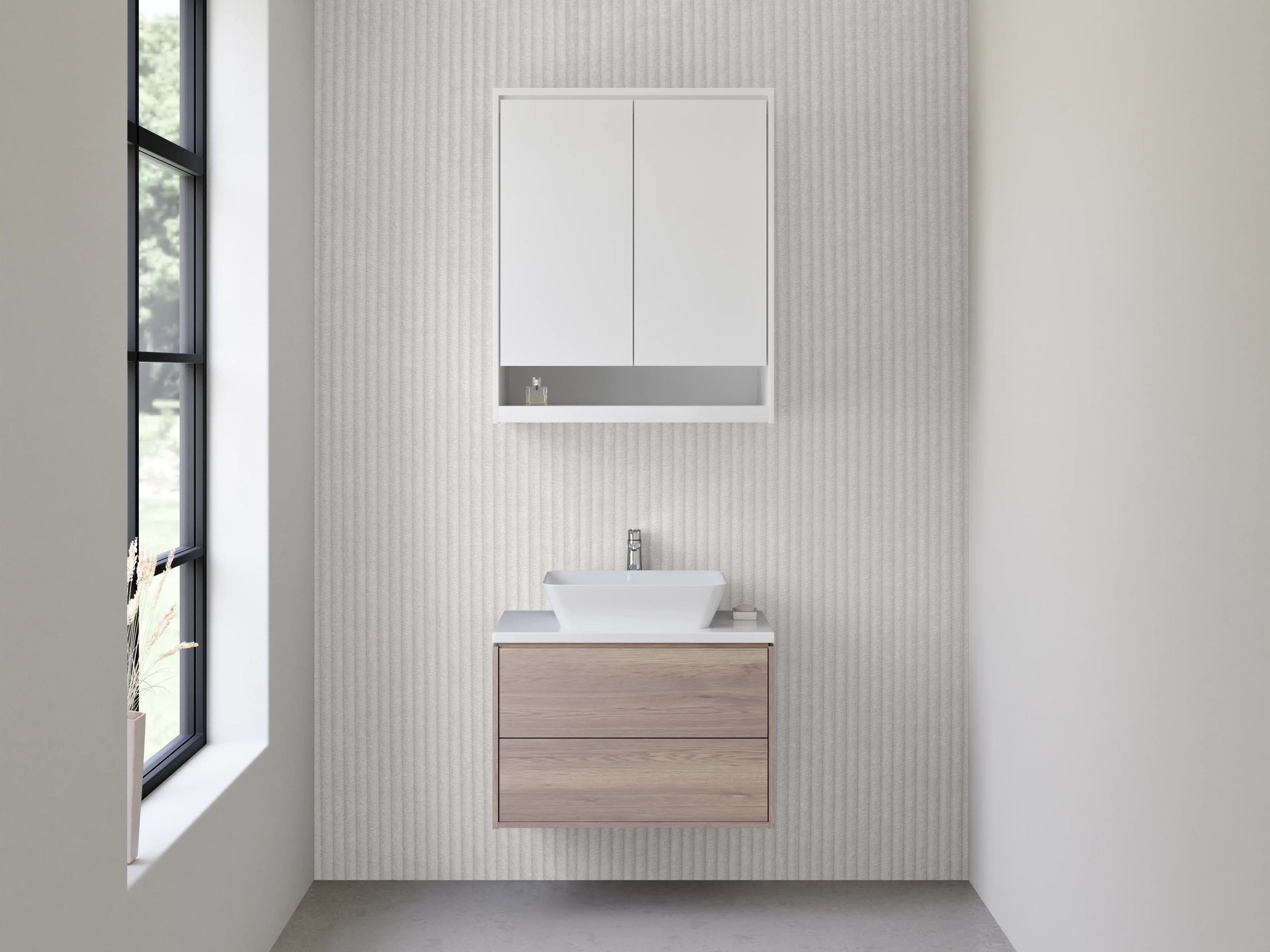 Waschbecken-Rückwand - Minimalistische weiße Oberfläche mit feinen Linien