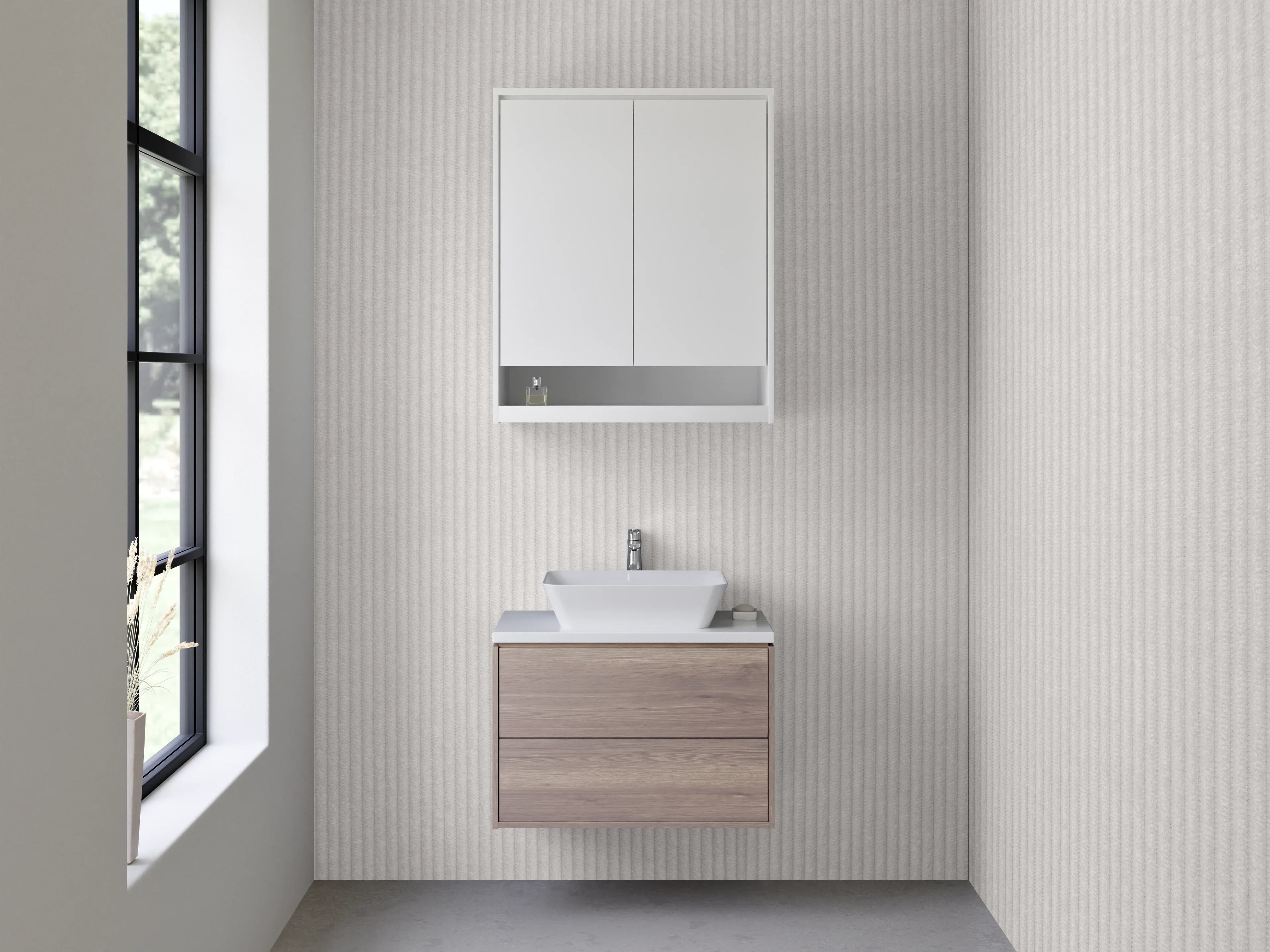 Waschbecken-Rückwand - Minimalistische weiße Oberfläche mit feinen Linien