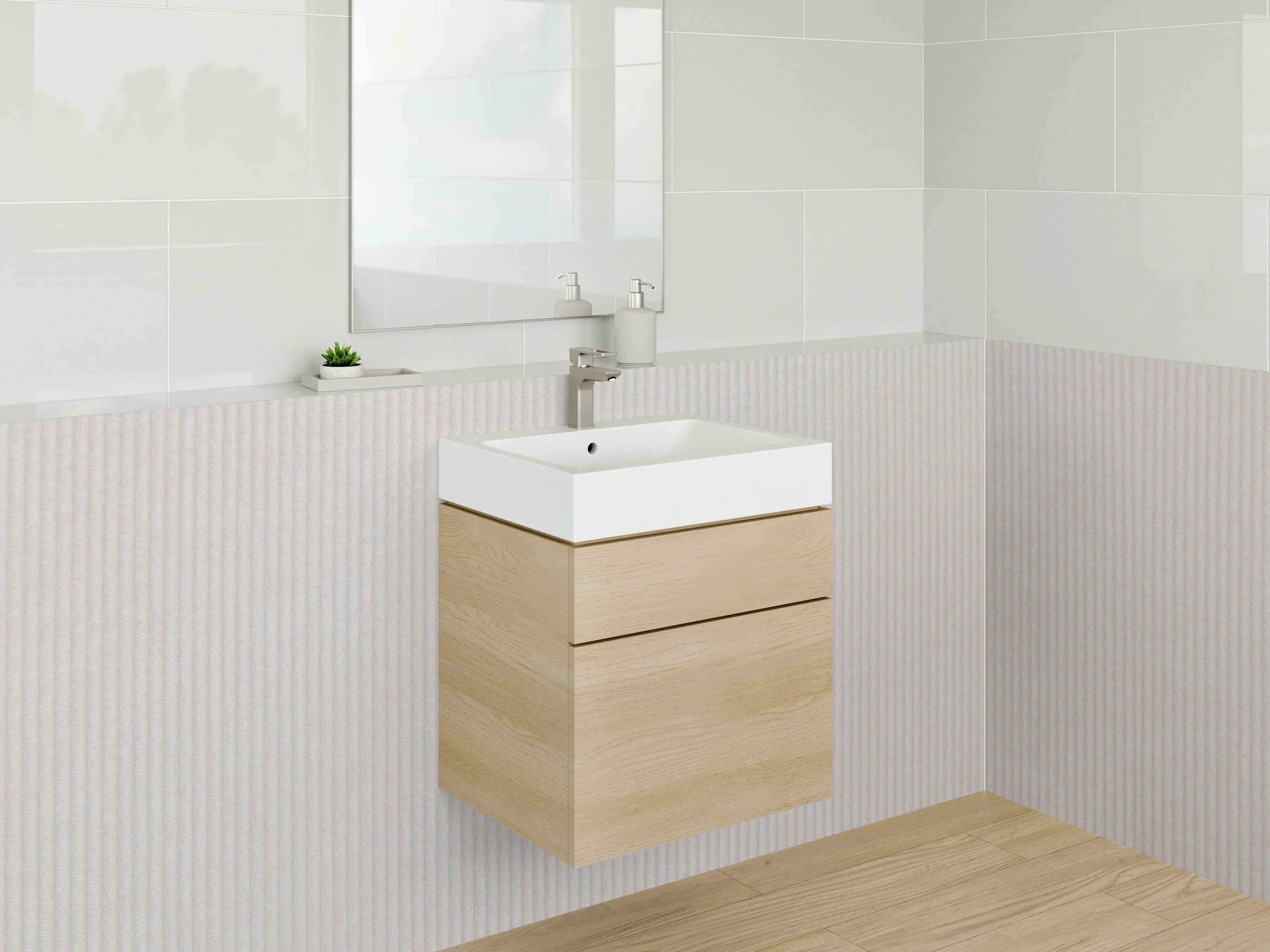 Waschbecken-Rückwand - Minimalistische weiße Oberfläche mit feinen Linien