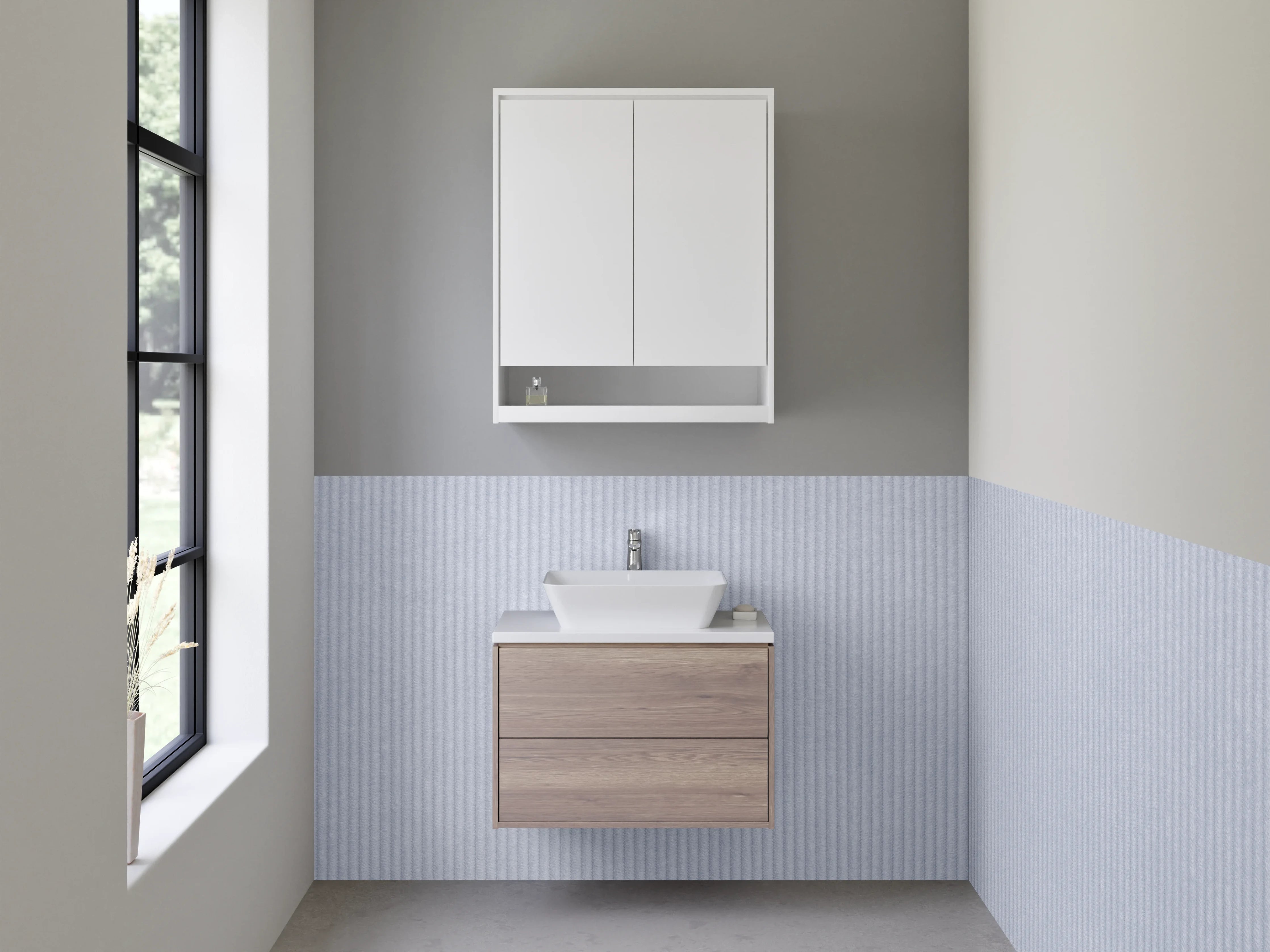 Waschbecken-Rückwand - Minimalistische weiße Struktur für Rückwände