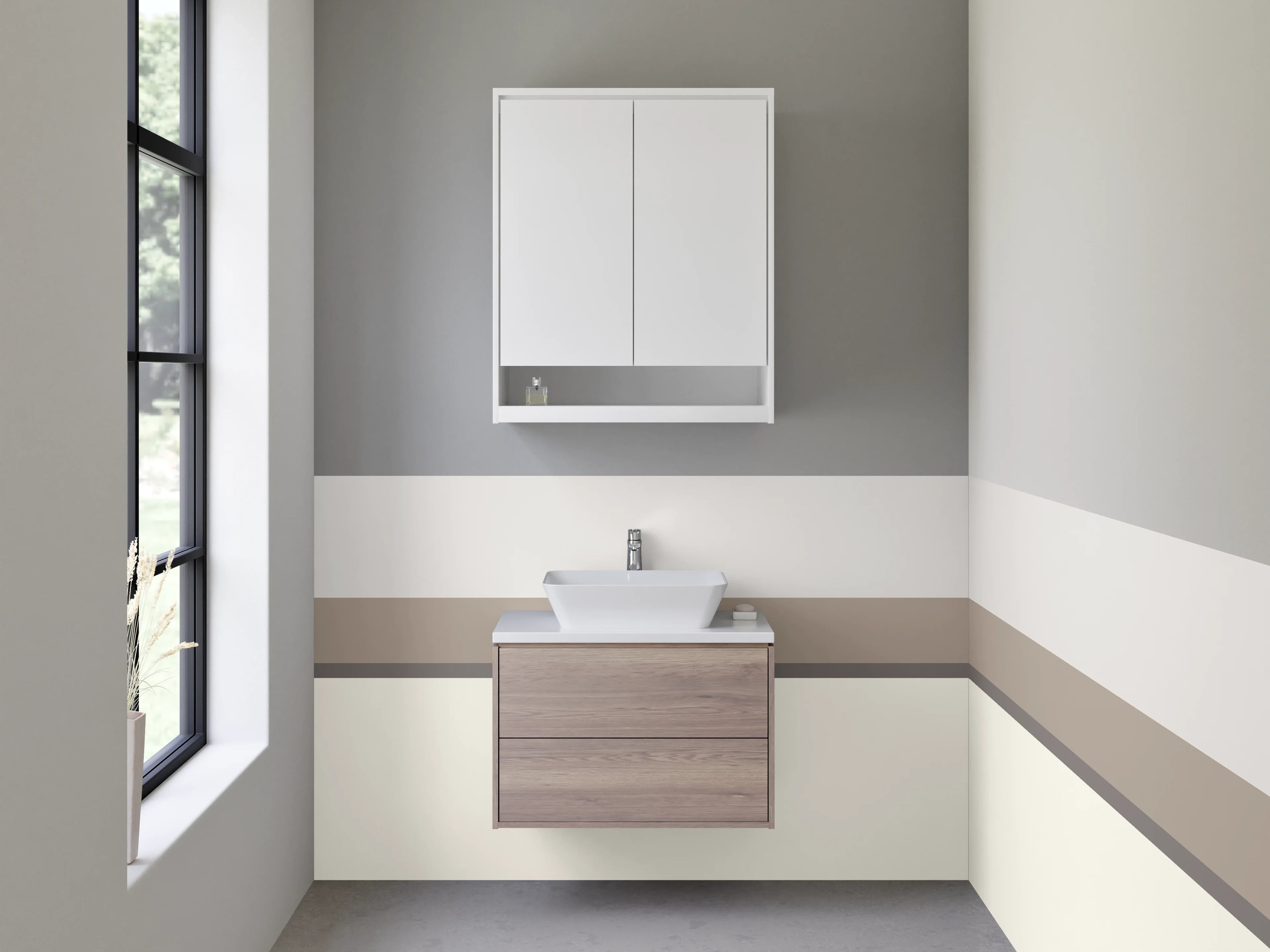 Waschbecken-Rückwand - Minimalistisches Farbdesign