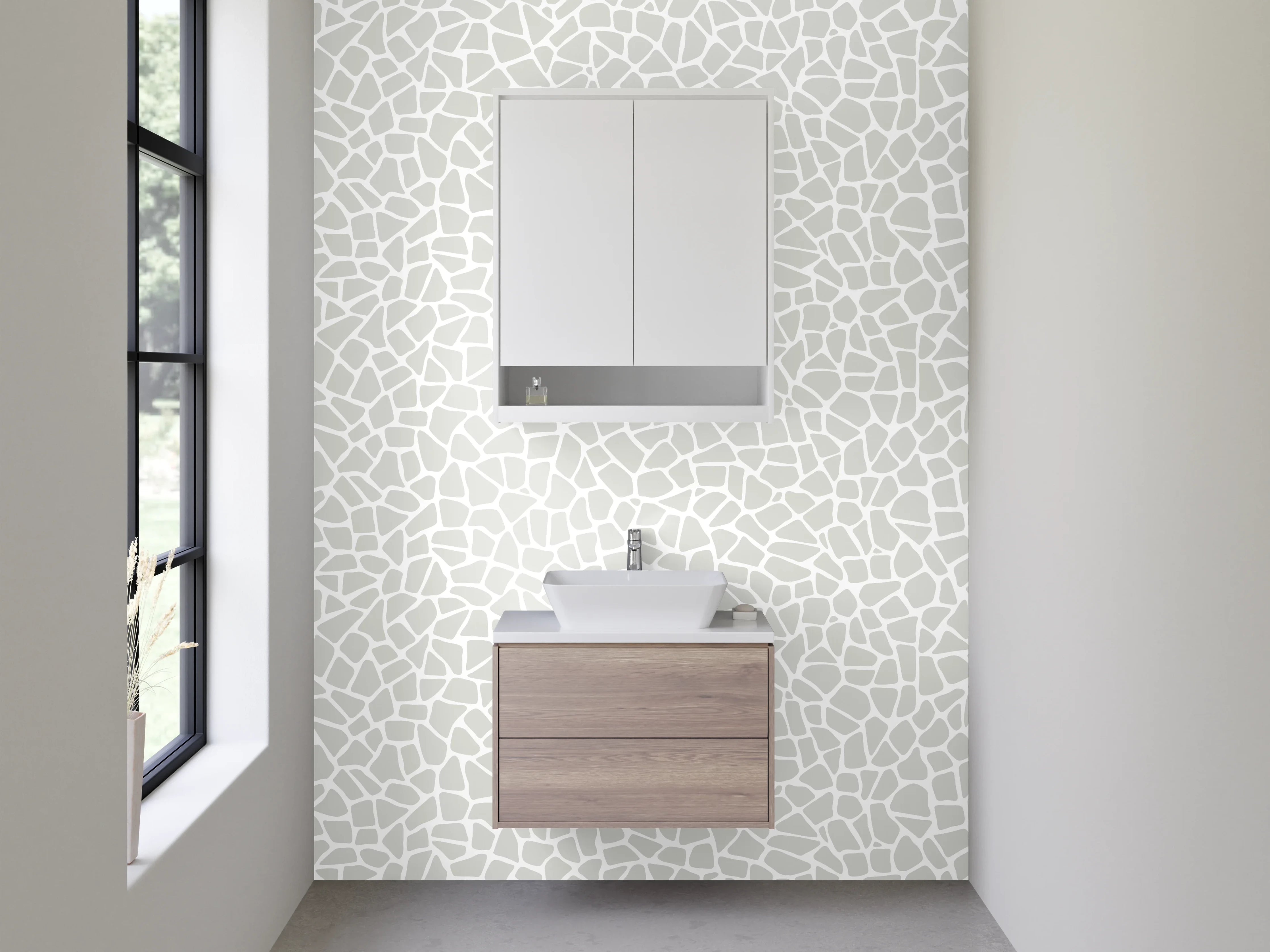 Waschbecken-Rückwand - Minimalistisches Mosaik Muster Weiß-Grau