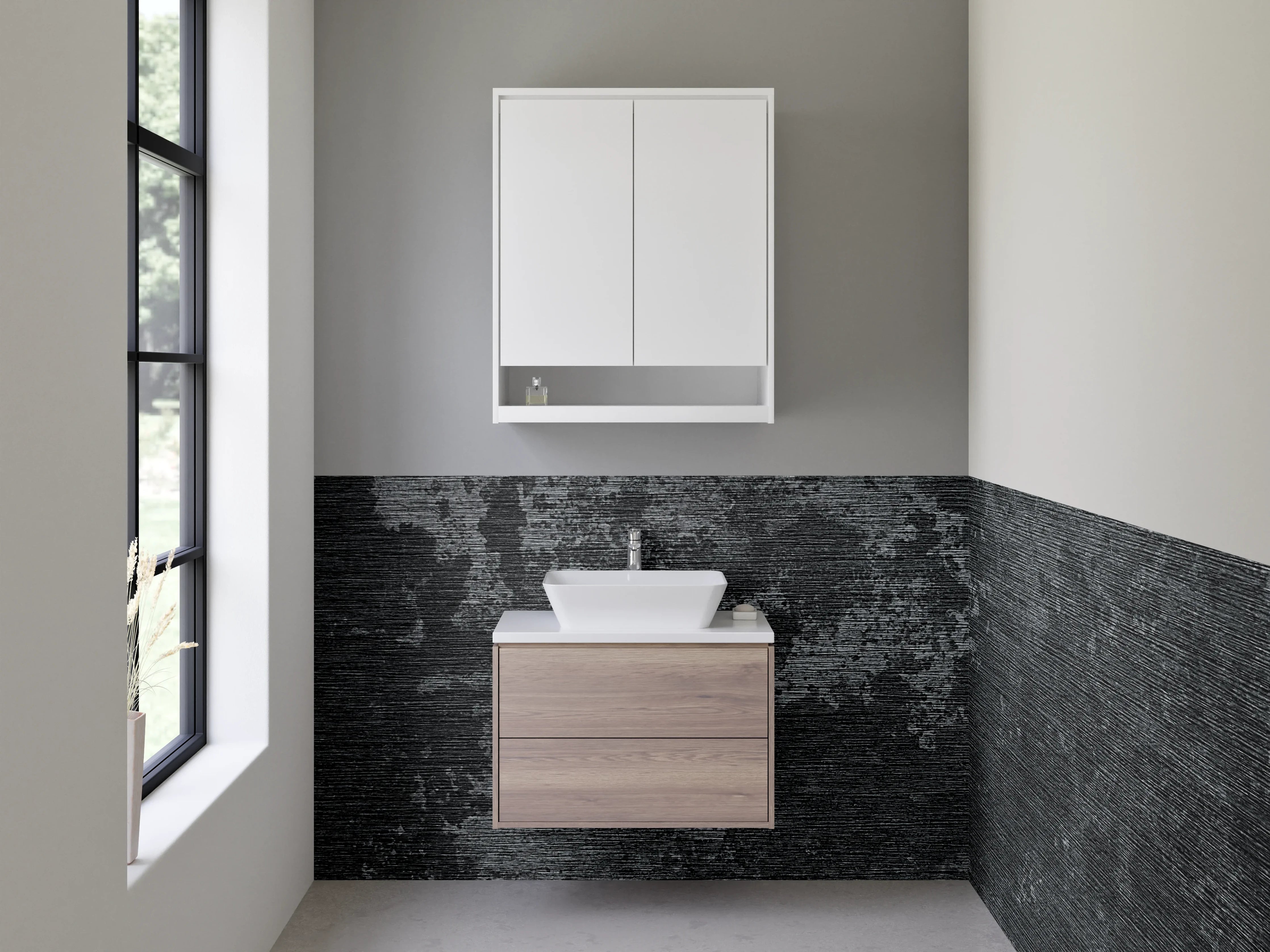 Waschbecken-Rückwand - Moderne Beton-Optik in Anthrazit Grau