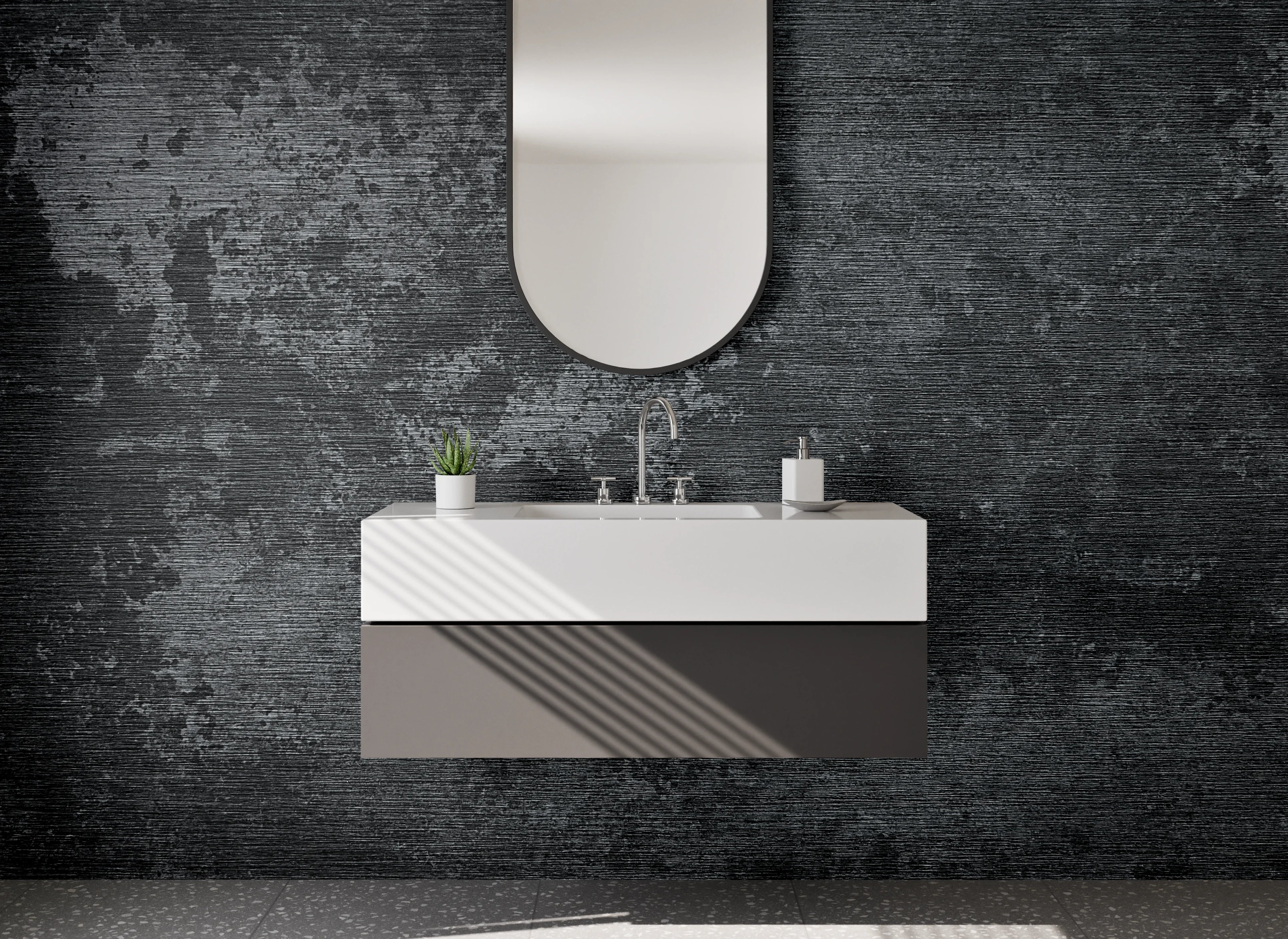 Waschbecken-Rückwand - Moderne Beton-Optik in Anthrazit Grau