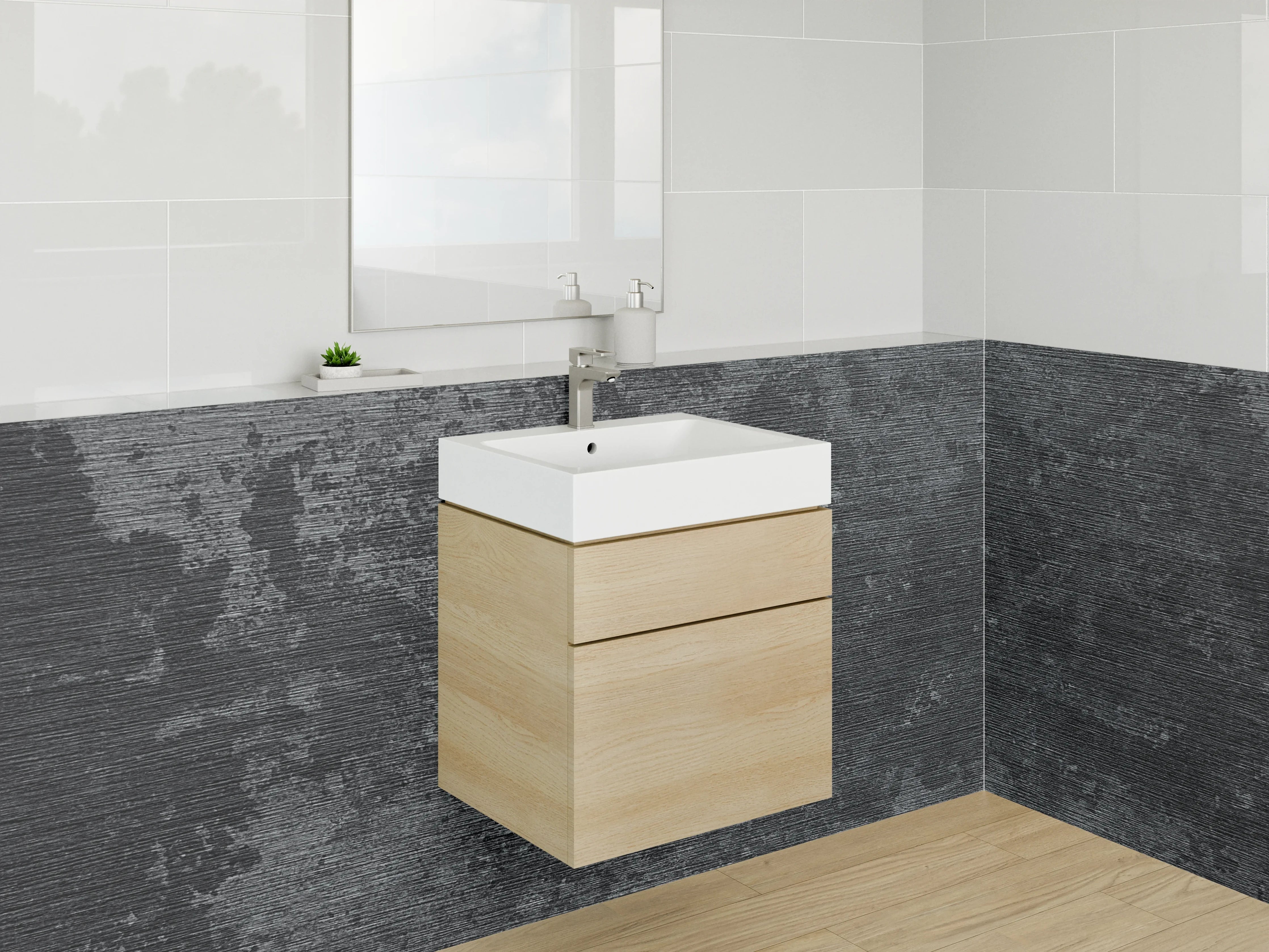 Waschbecken-Rückwand - Moderne Beton-Optik in Anthrazit Grau