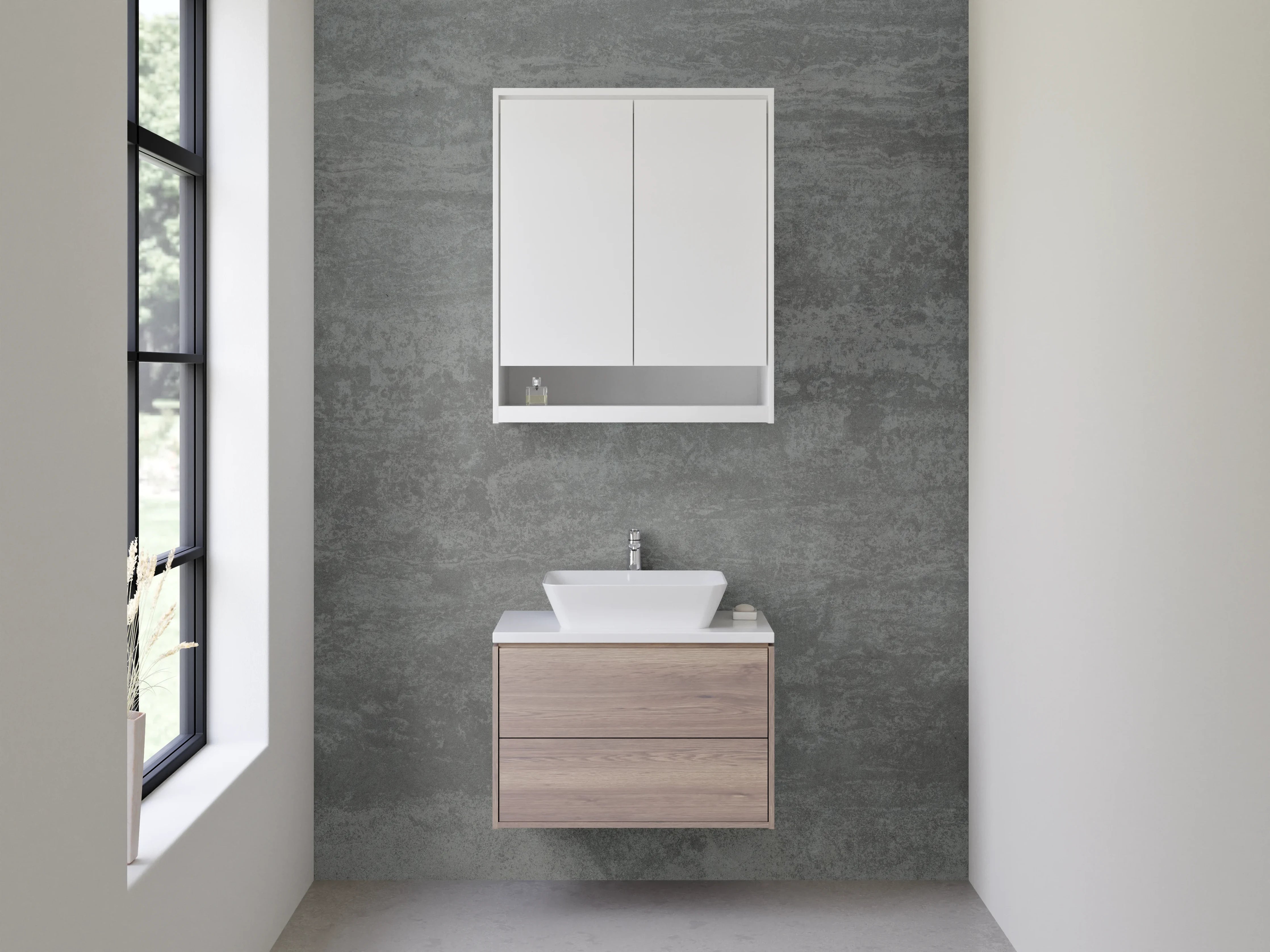 Waschbecken-Rückwand - Moderne Betoneffekt-Wand in Grau