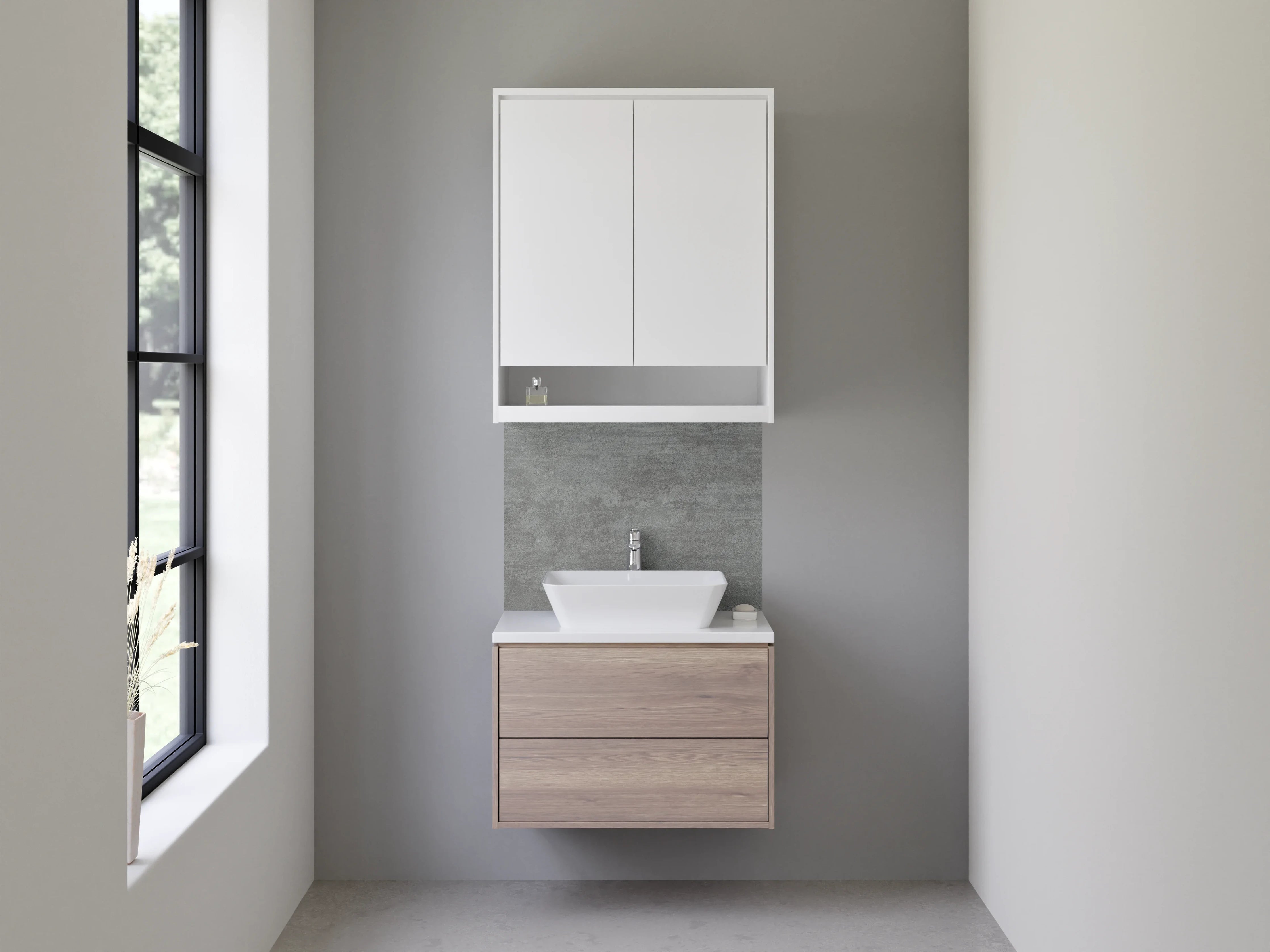 Waschbecken-Rückwand - Moderne Betoneffekt-Wand in Grau