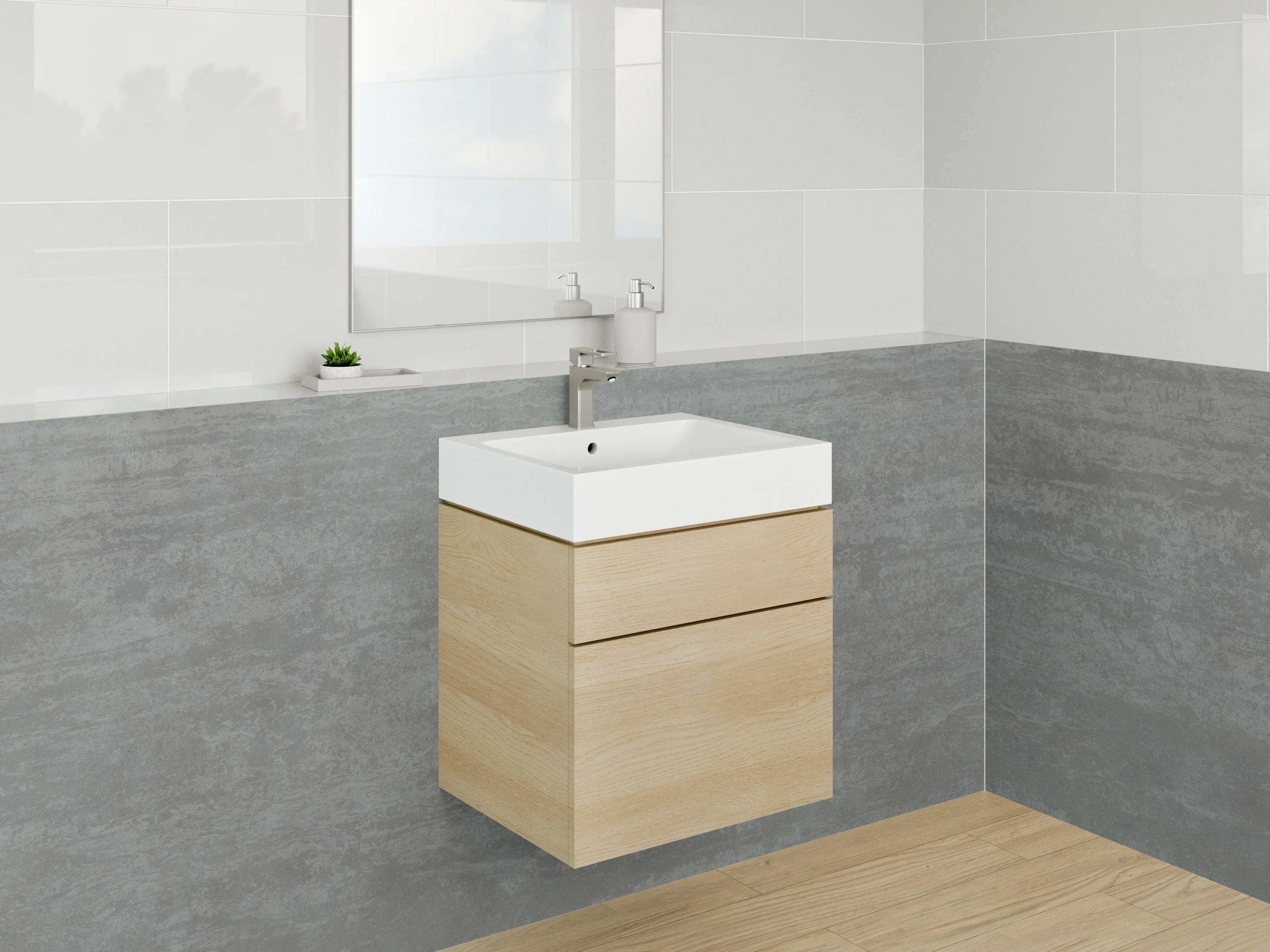 Waschbecken-Rückwand - Moderne Betoneffekt-Wand in Grau