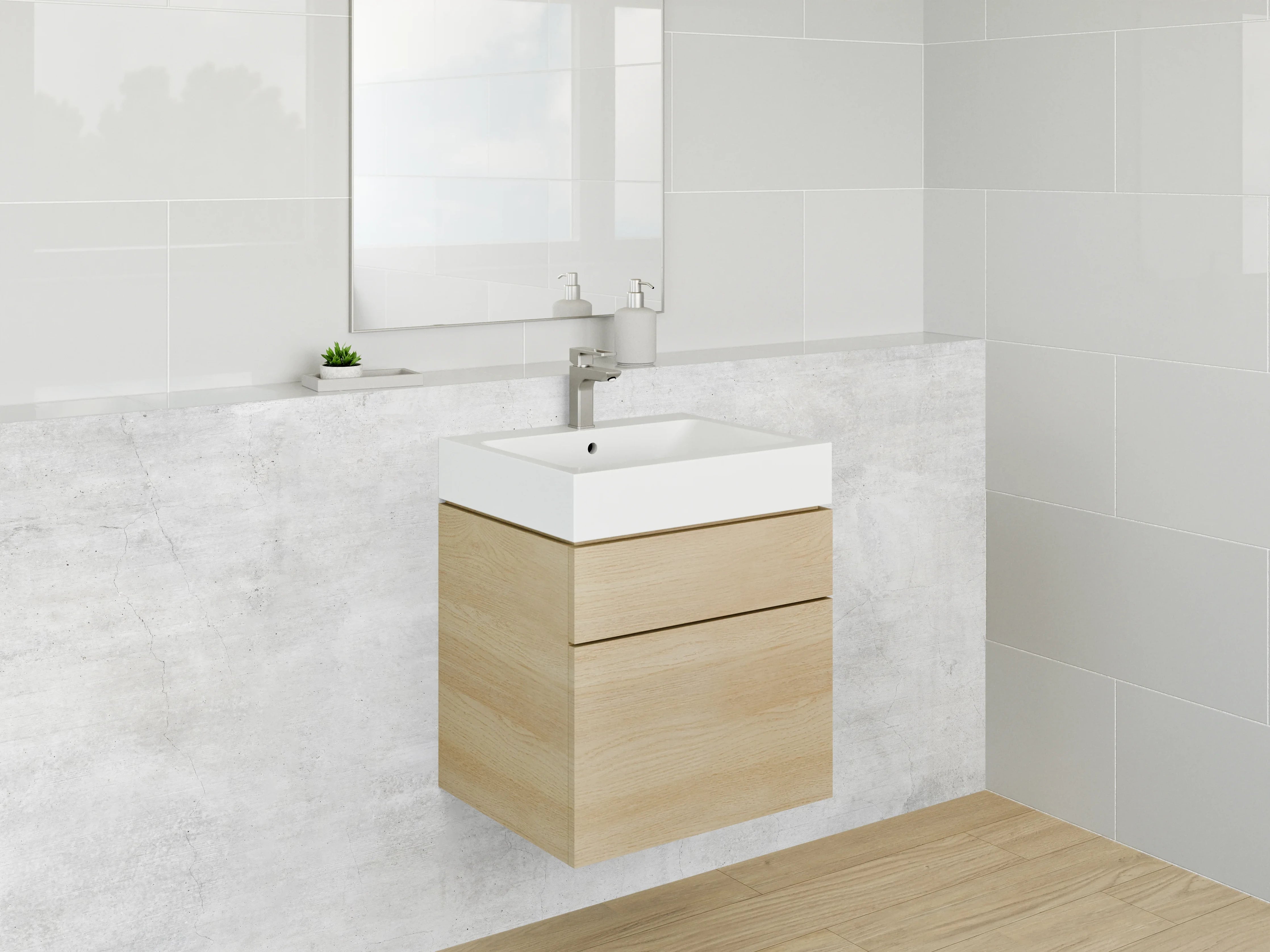 Waschbecken-Rückwand - Moderne Betonoptik Weiß-Grau