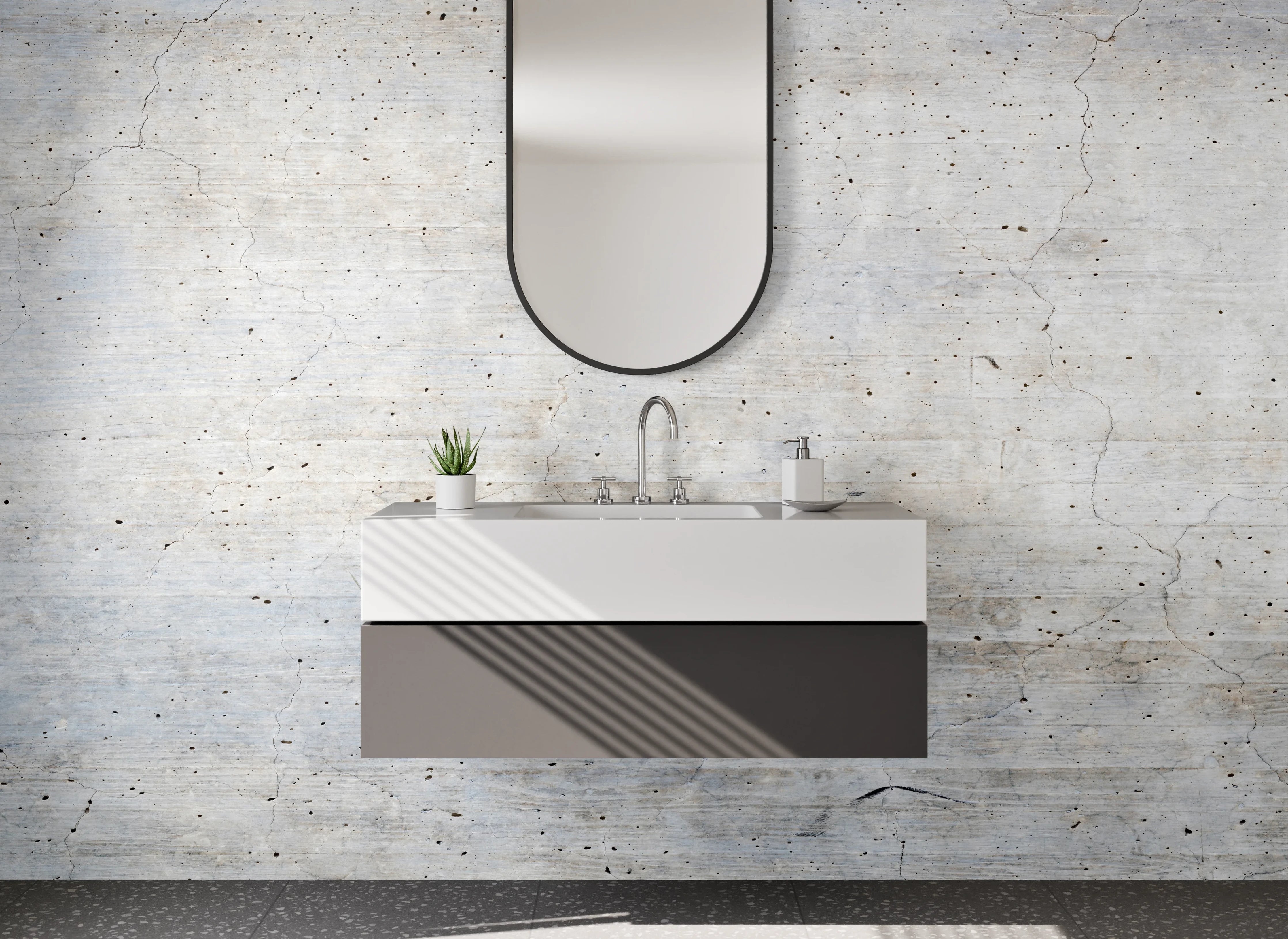 Waschbecken-Rückwand - Moderne Betonwand mit subtiler Textur