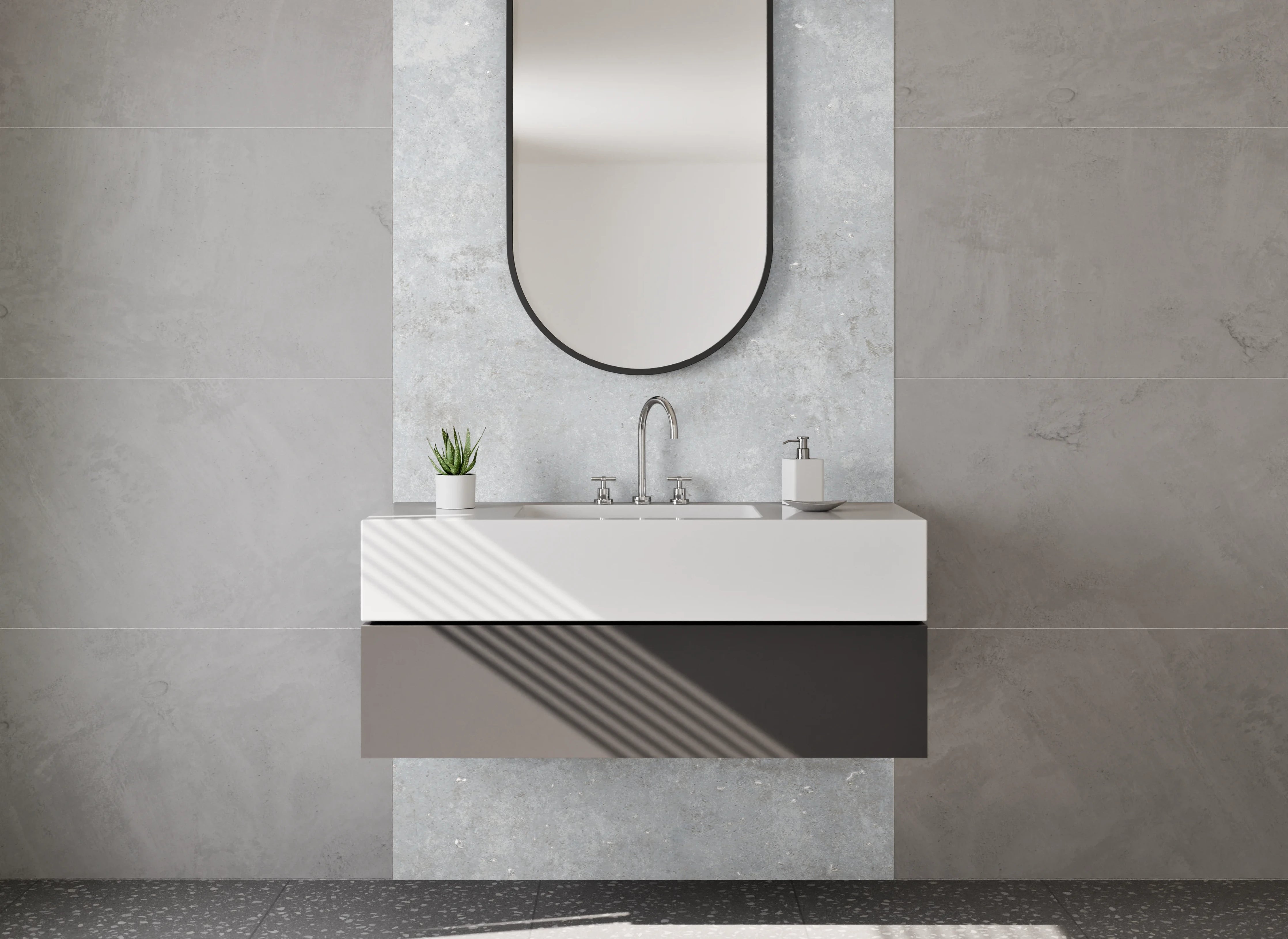 Waschbecken-Rückwand - Moderne Grau-Marmor-Textur