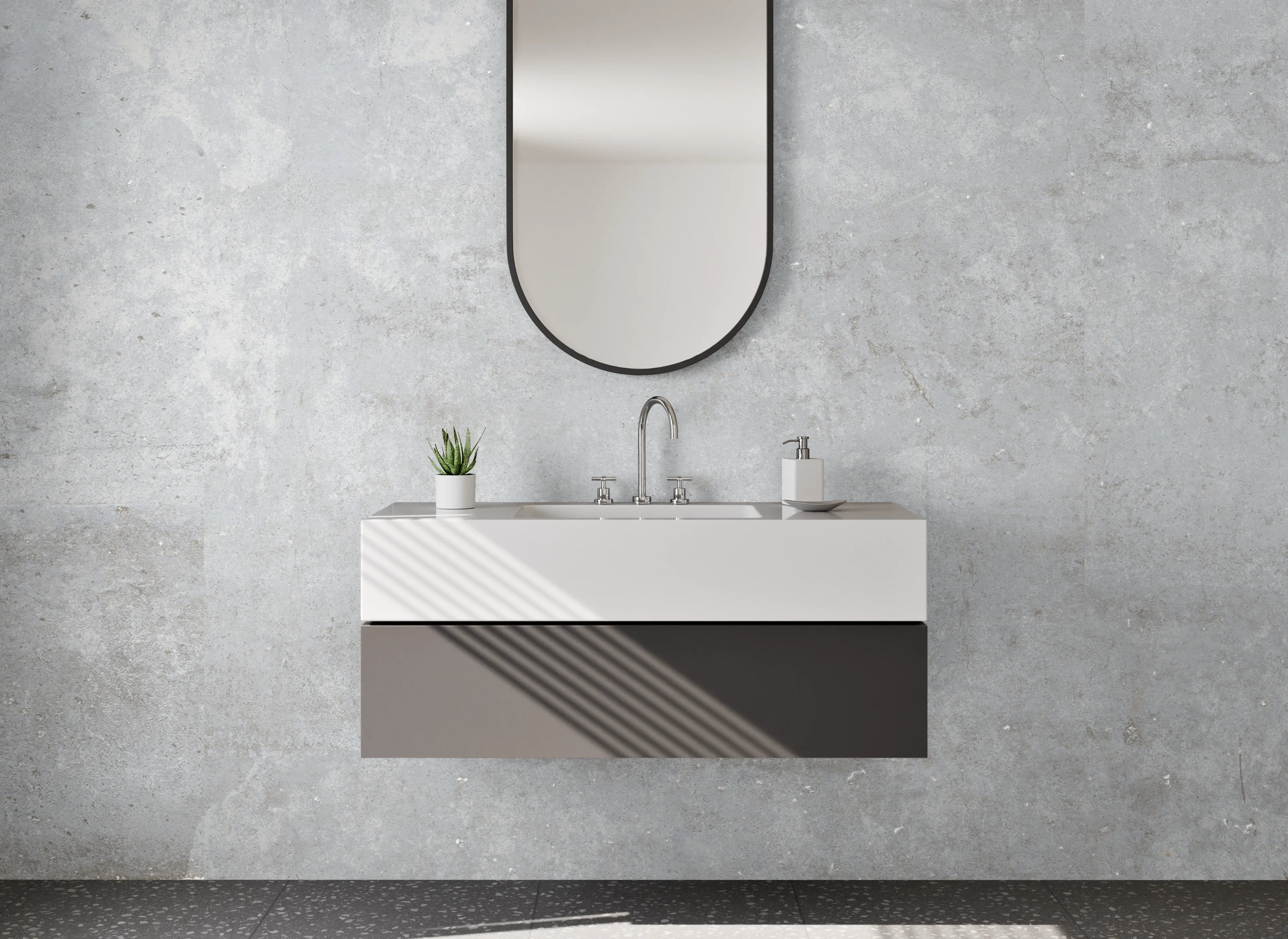 Waschbecken-Rückwand - Moderne Grau-Marmor-Textur