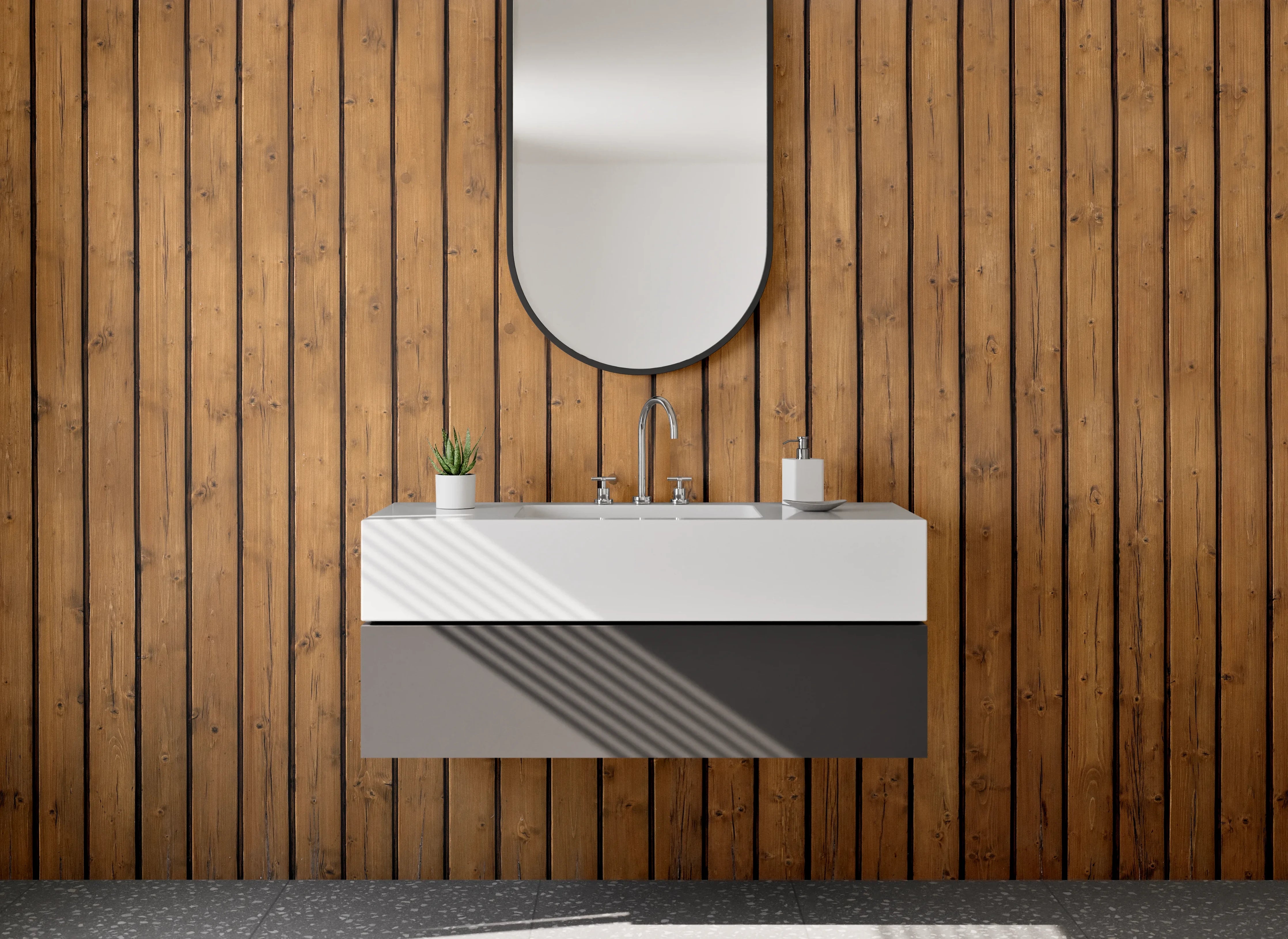 Waschbecken-Rückwand - Moderne Holzoptik Vertikal Struktur