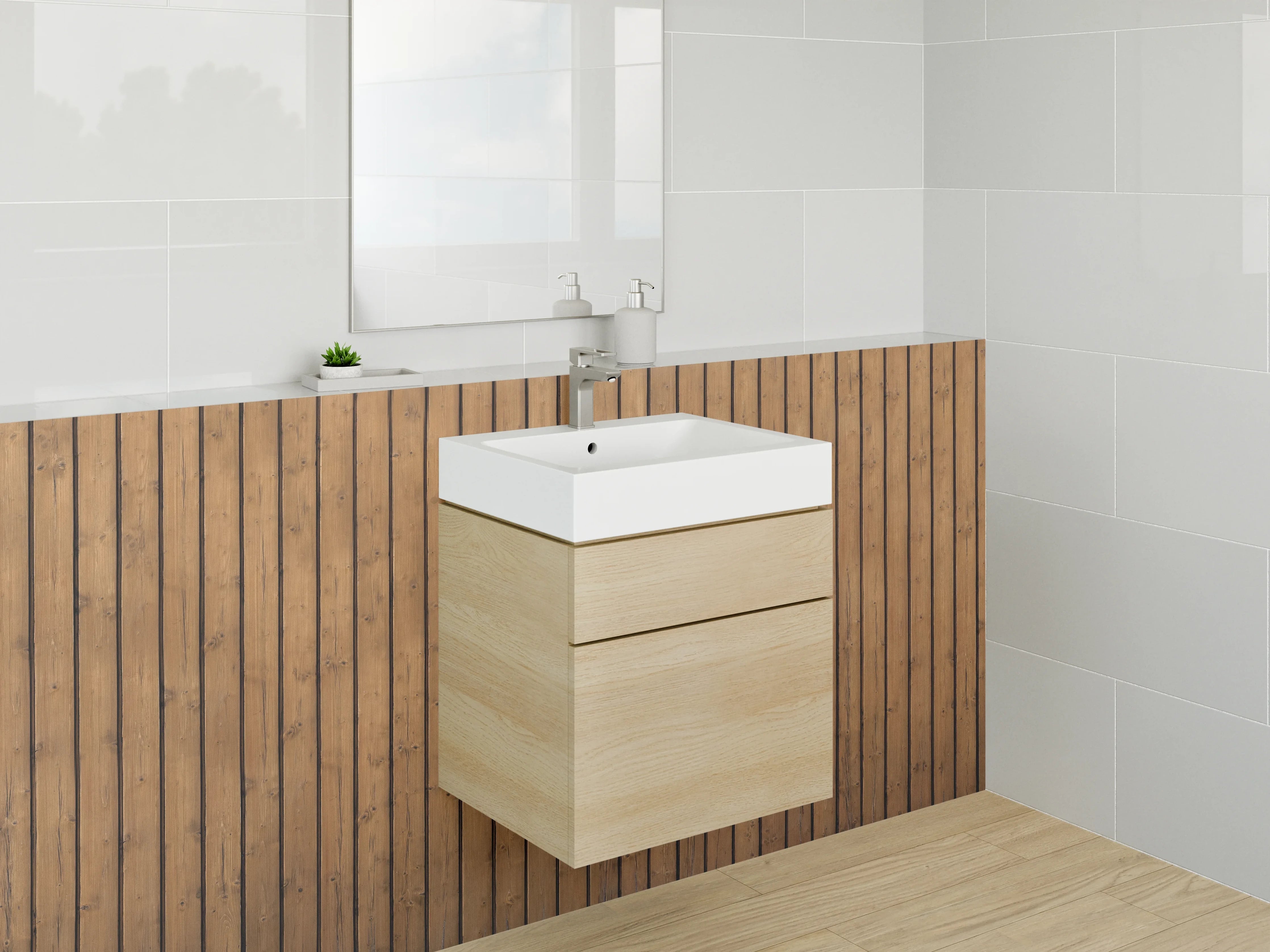 Waschbecken-Rückwand - Moderne Holzoptik Vertikal Struktur