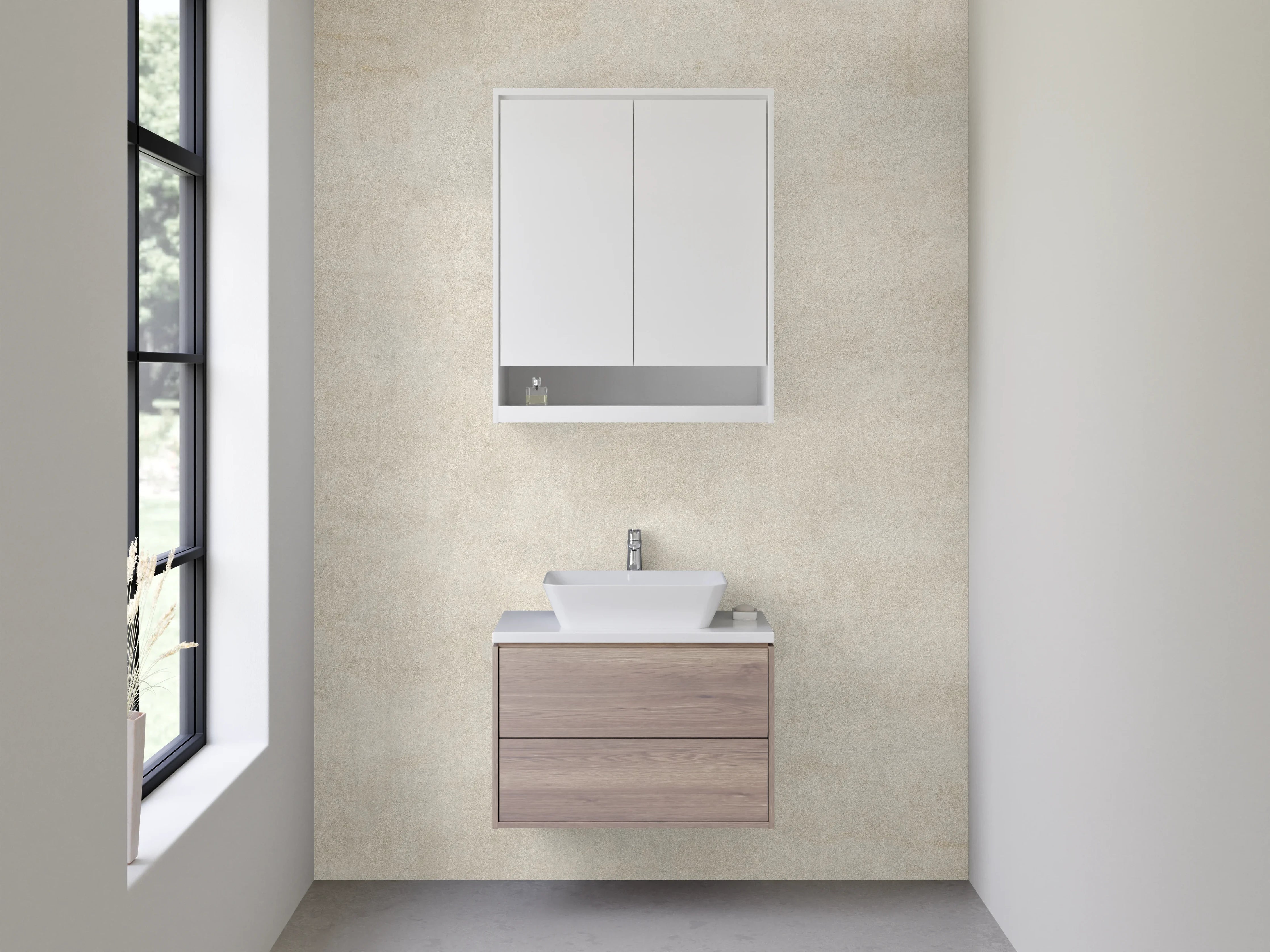 Waschbecken-Rückwand - Moderne Marmor-Optik in Weiß und Grau