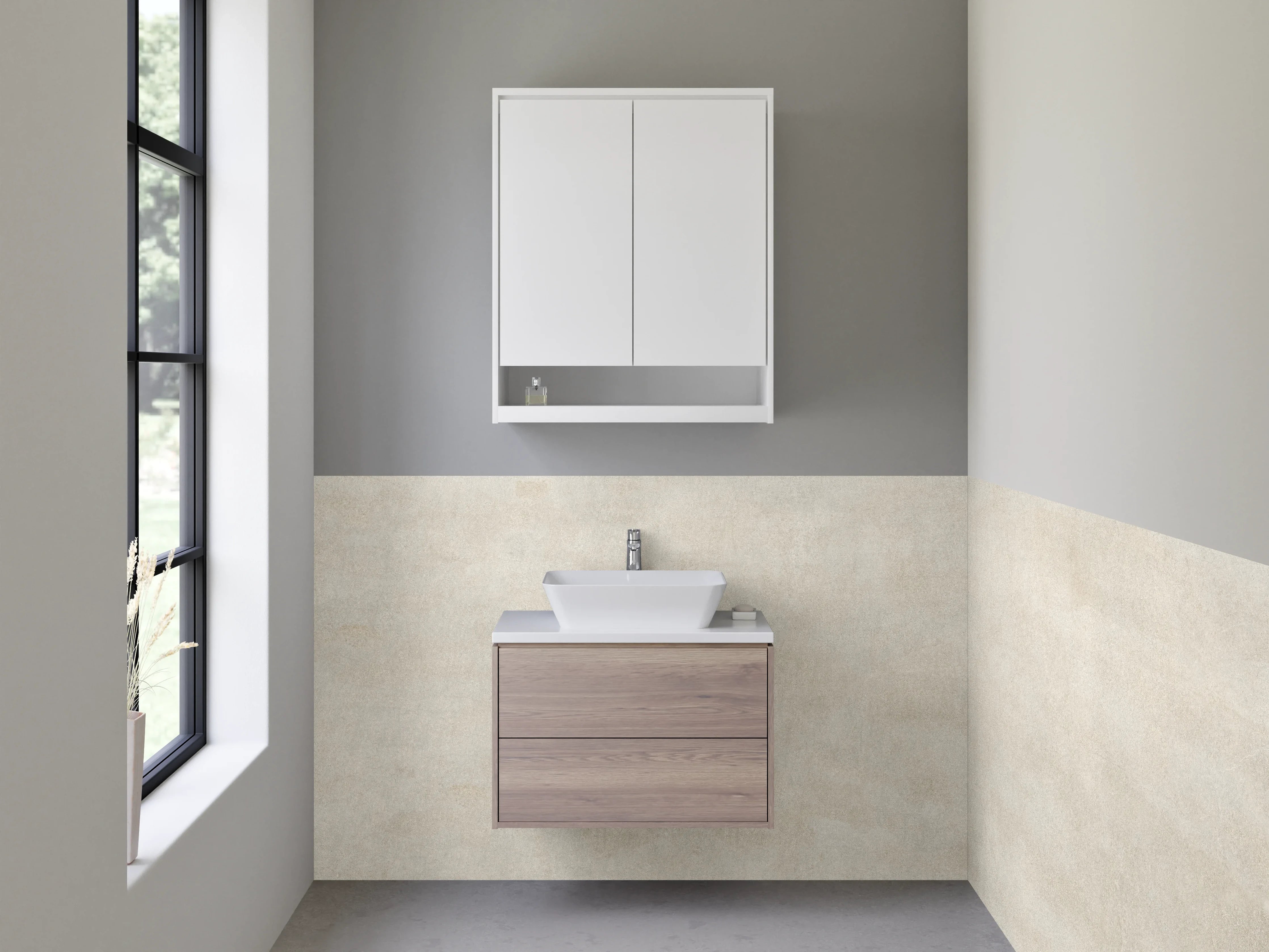 Waschbecken-Rückwand - Moderne Marmor-Optik in Weiß und Grau