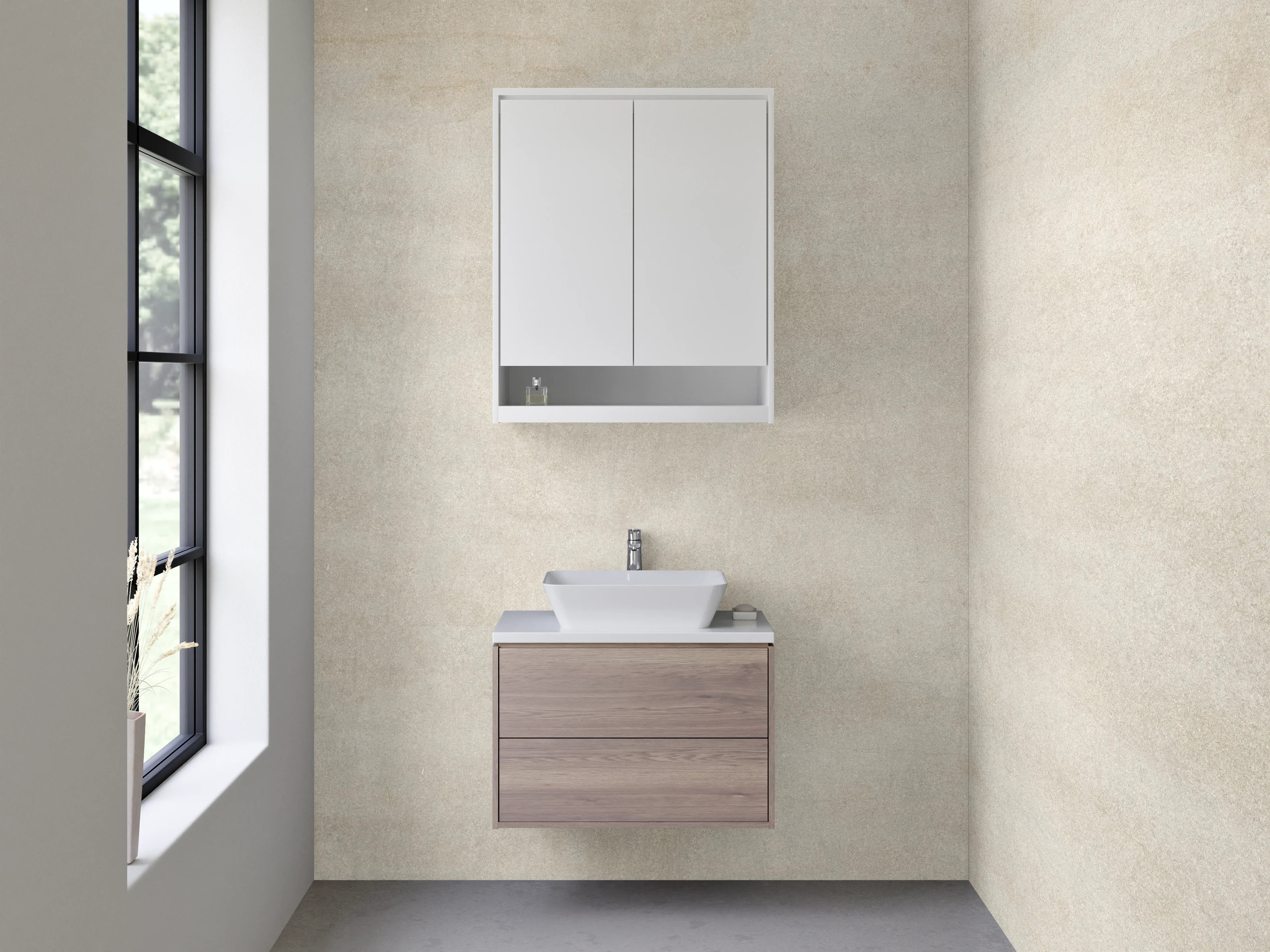 Waschbecken-Rückwand - Moderne Marmor-Optik in Weiß und Grau